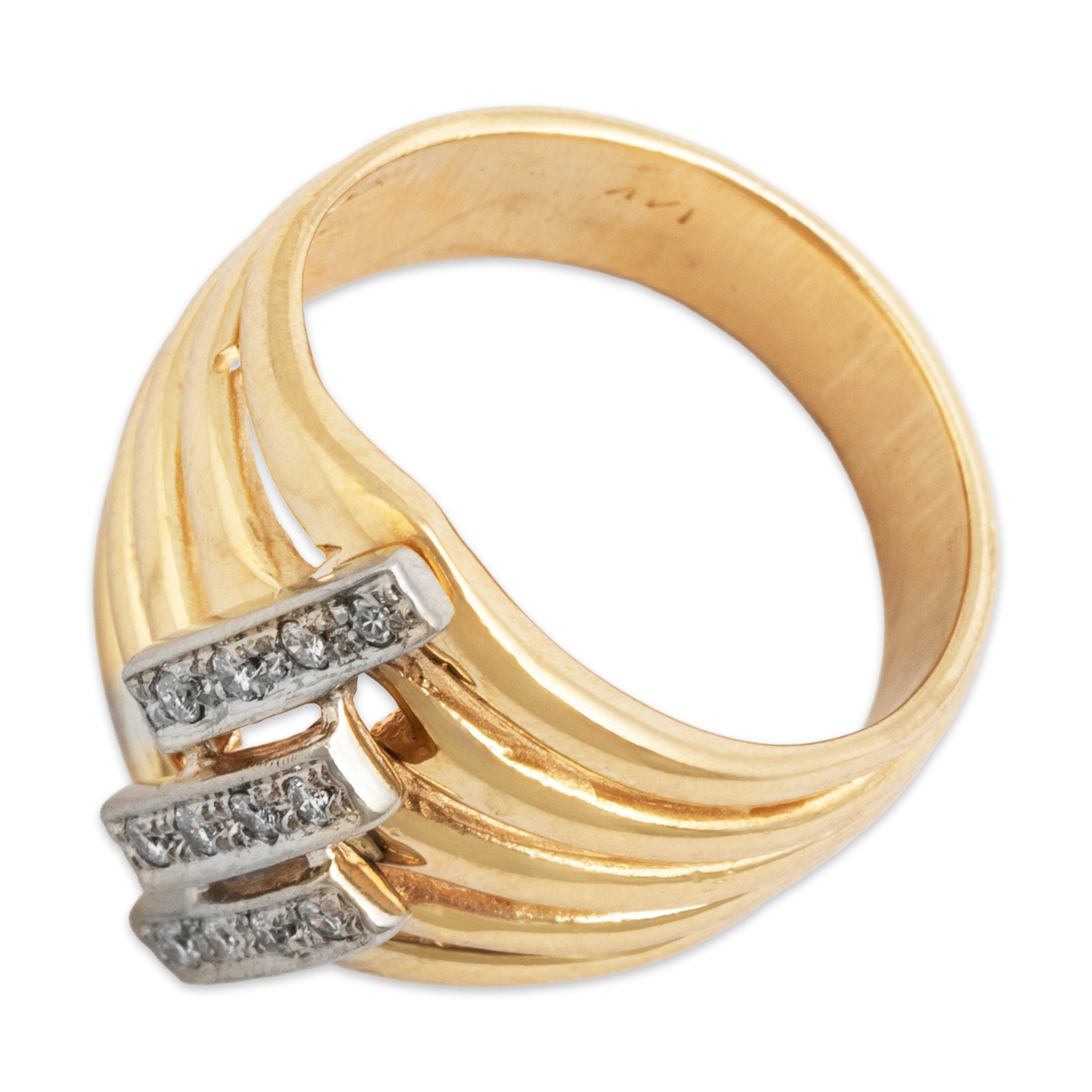 Vintage 14k Yellow Gold Diamond Bold Multi-Row Ring - Overall view