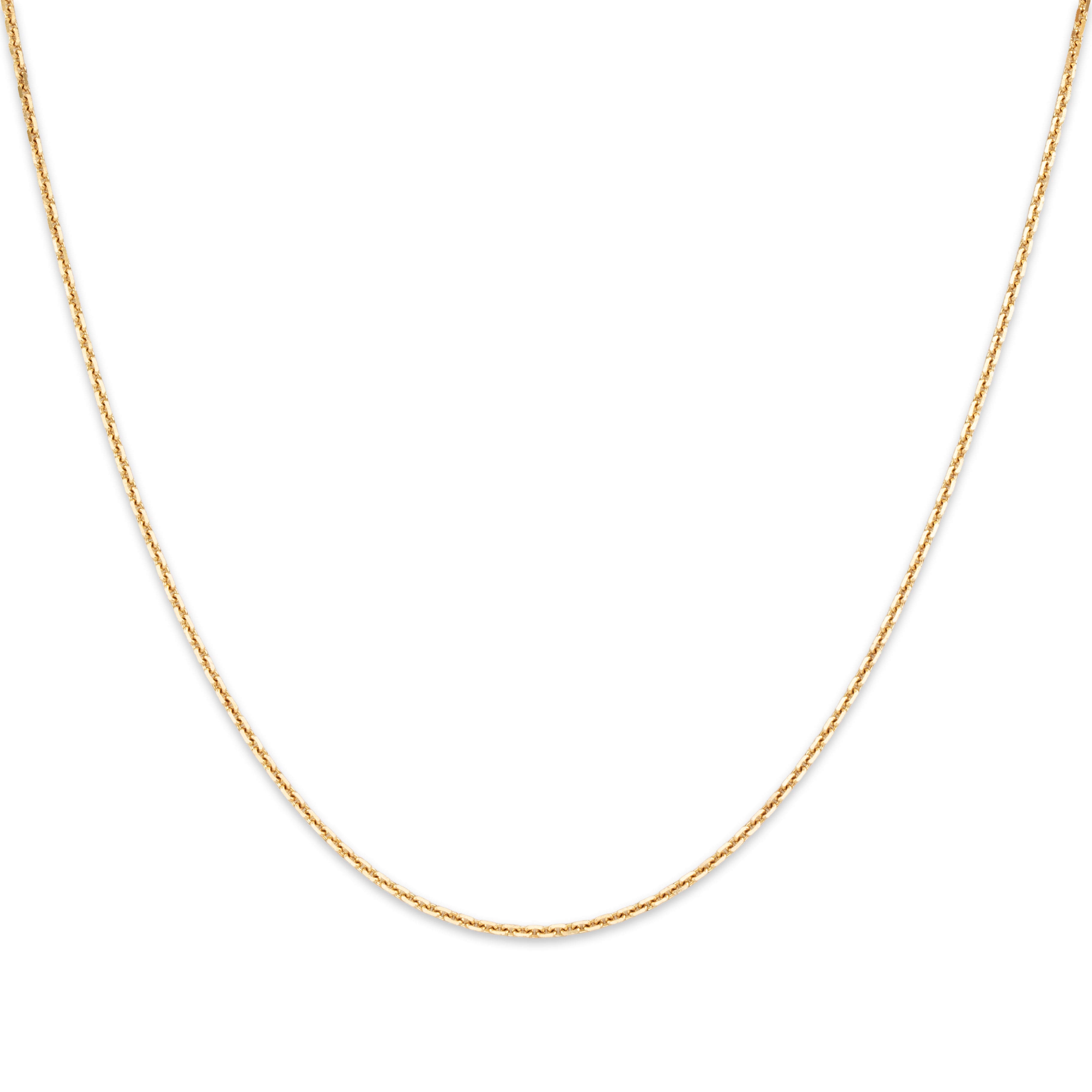 Vintage Italian 14k Yellow Gold Sleek Square Cable Link Necklace - Close-up view