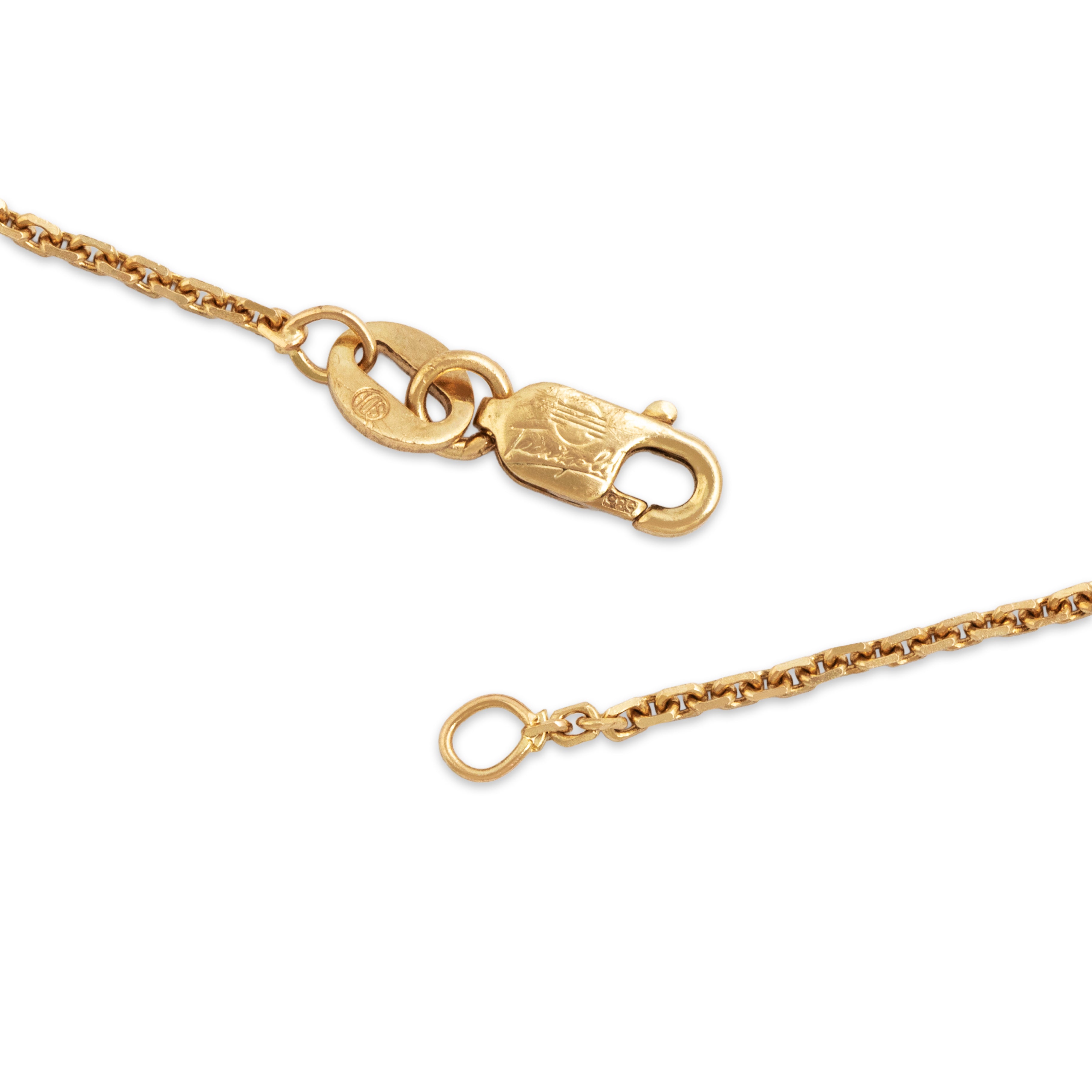 Vintage Italian 14k Yellow Gold Sleek Square Cable Link Necklace - clasp view