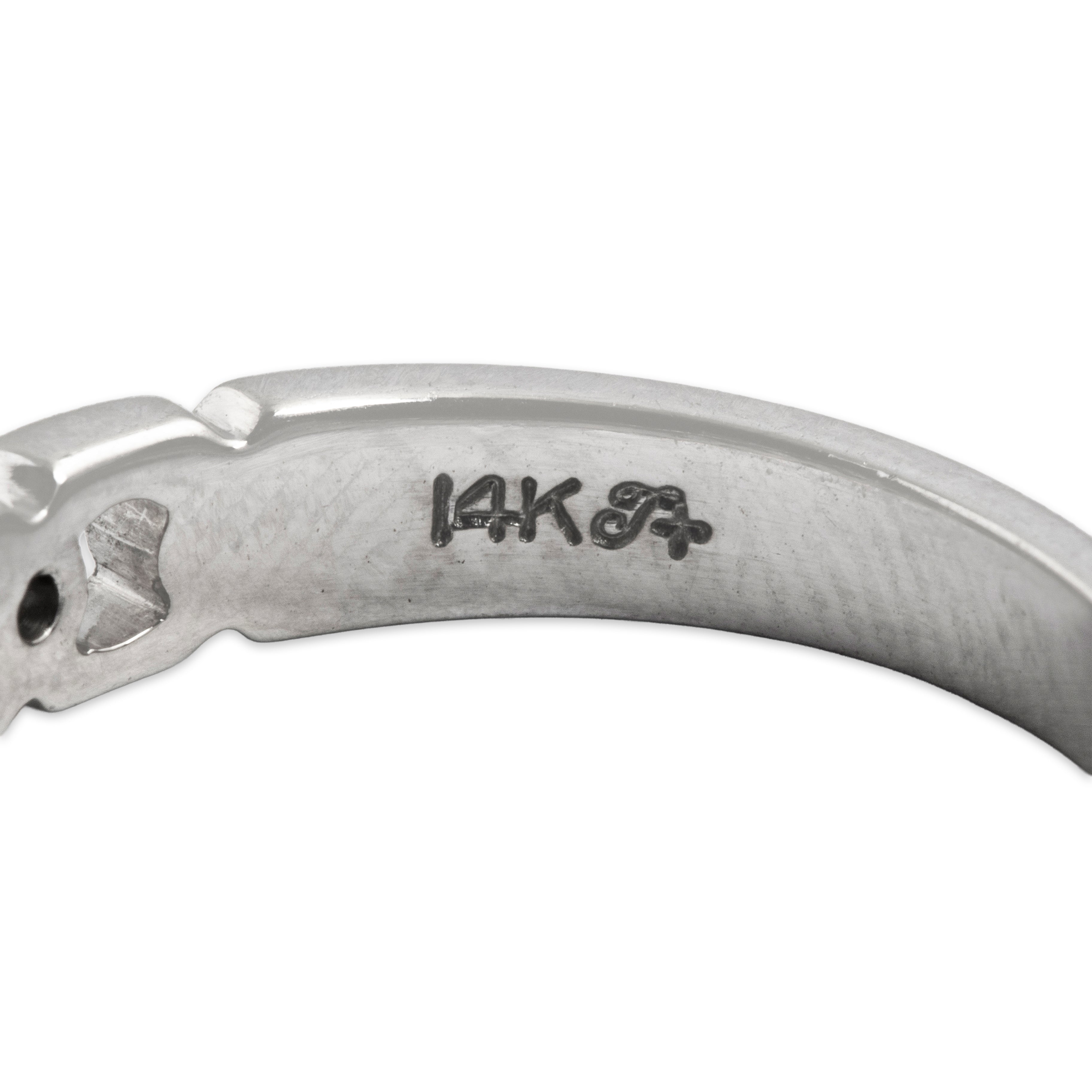 Vintage 14k White Gold Diamond Open Link Ring Band - Hallmark view