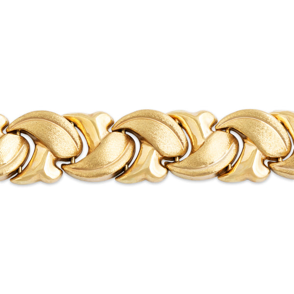 Vintage 14k Yellow Gold Braided Dual-Texture Chunky Link Bracelet 7