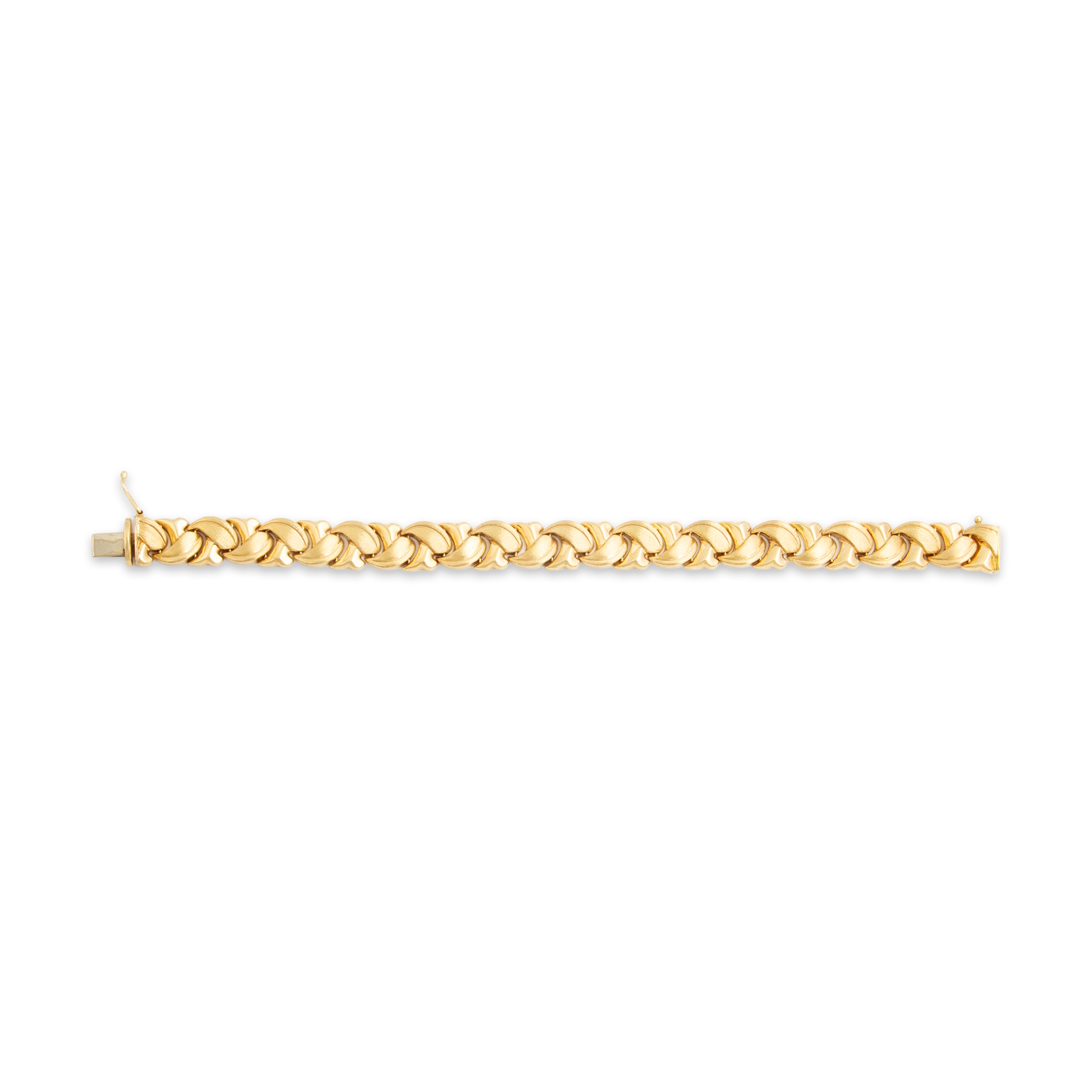 Vintage 14k Yellow Gold Braided Dual-Texture Chunky Link Bracelet - Overall view