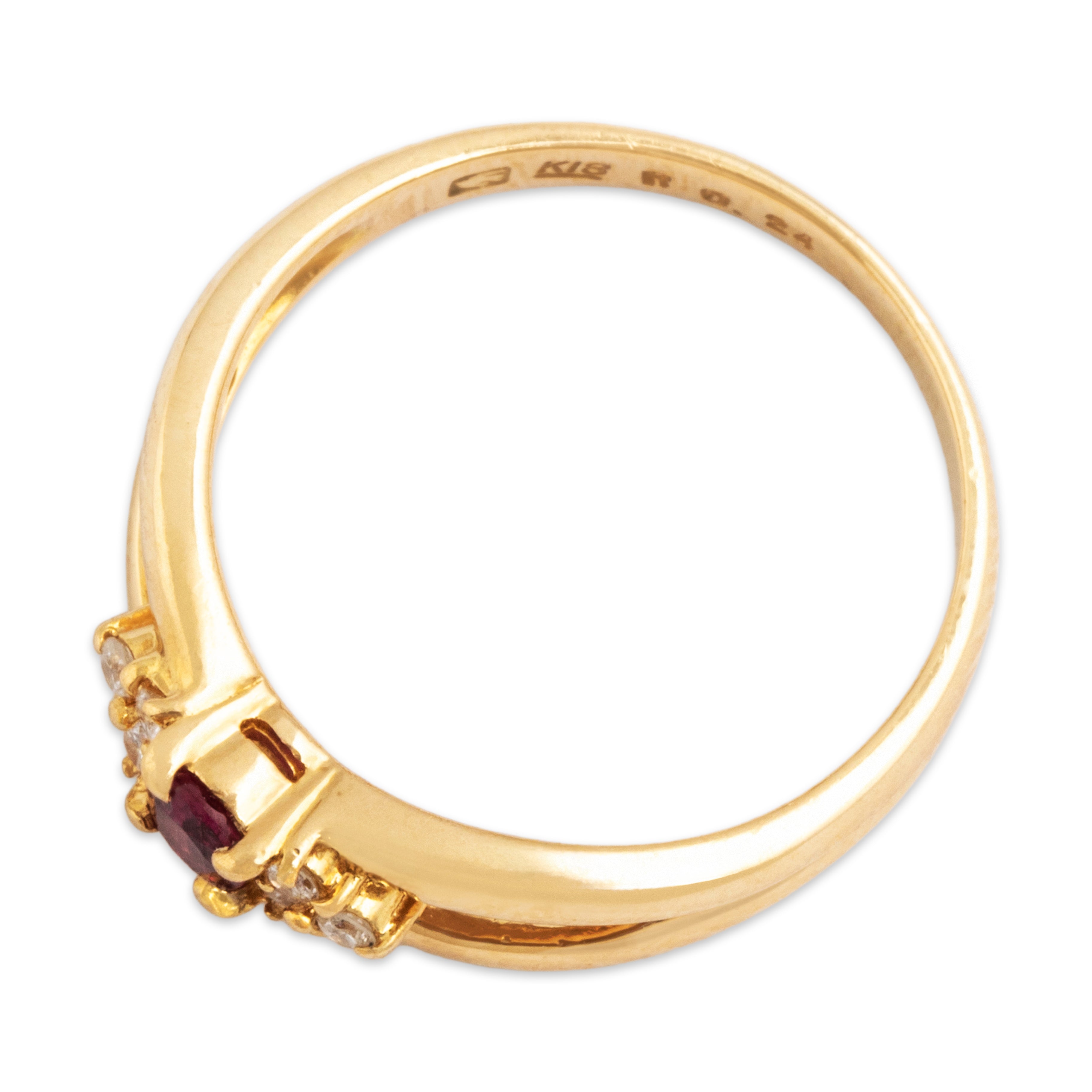 Vintage 18k Yellow Gold Ruby And Diamond Open Trio Ring - Overall view