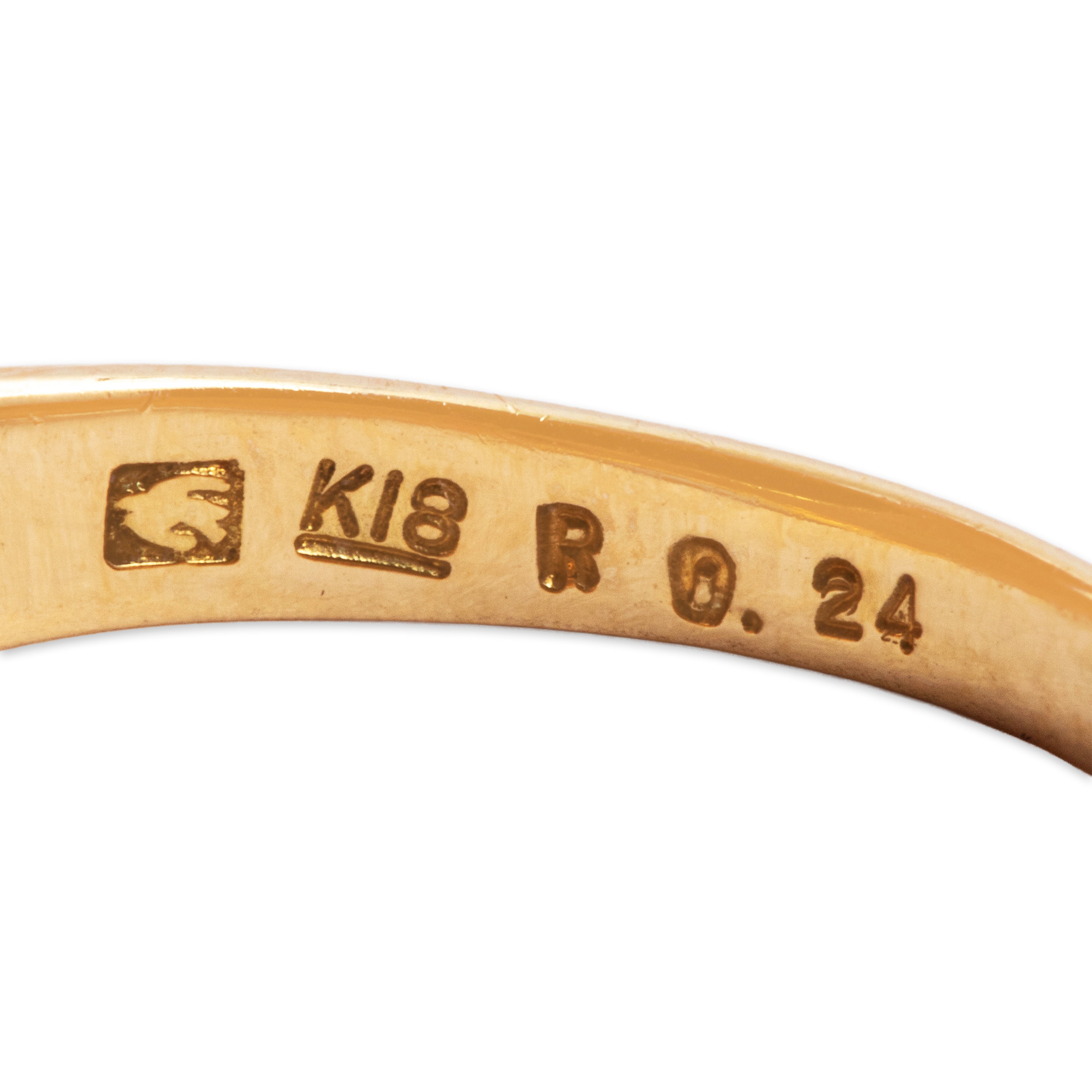 Vintage 18k Yellow Gold Ruby And Diamond Open Trio Ring - Hallmark view