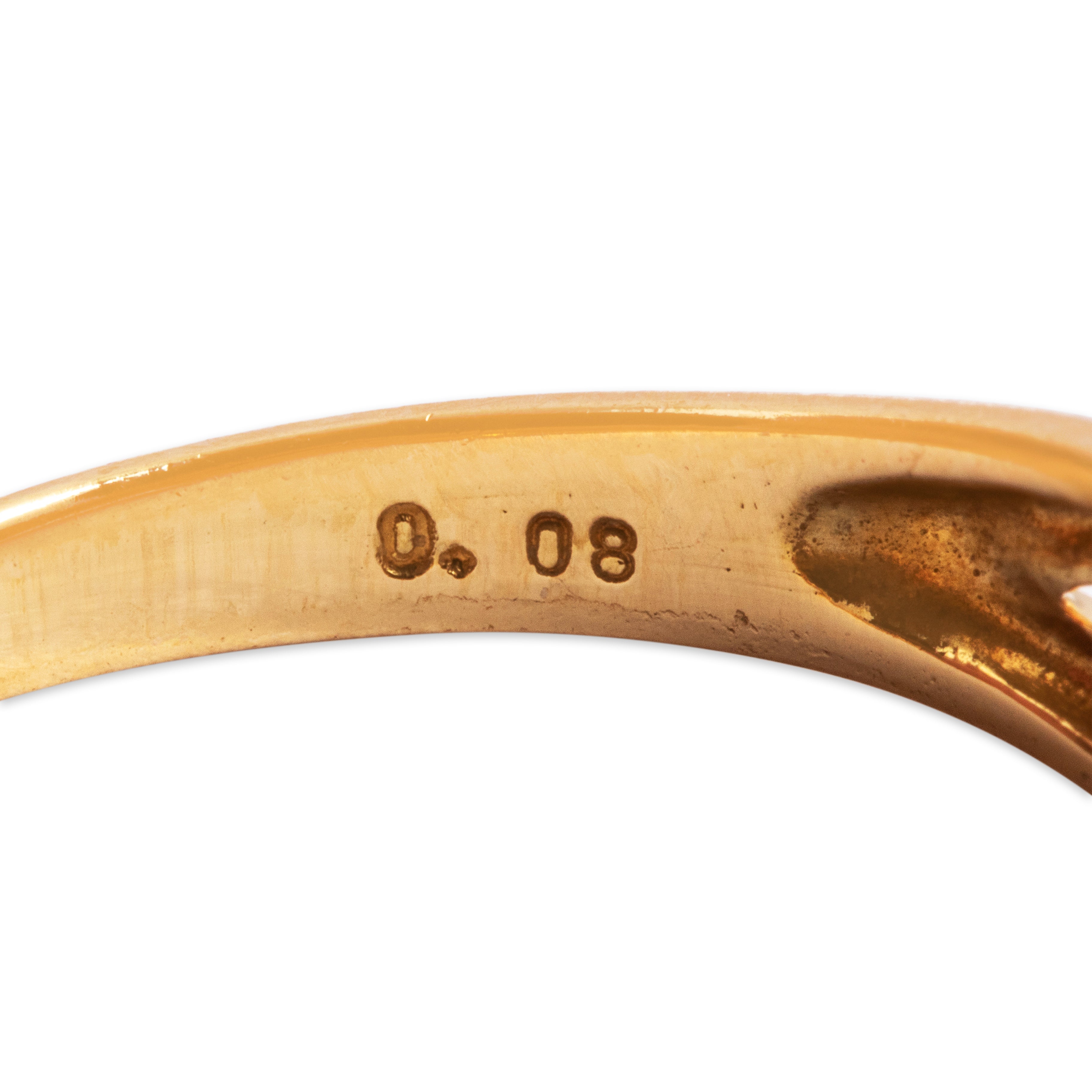 Vintage 18k Yellow Gold Ruby And Diamond Open Trio Ring - Hallmark view