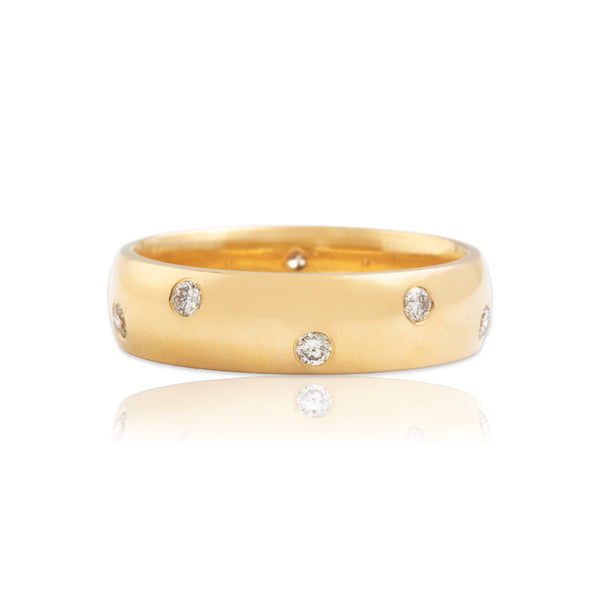 Vintage 14k Yellow Gold Diamond Dotted Eternity Band Ring 5.25