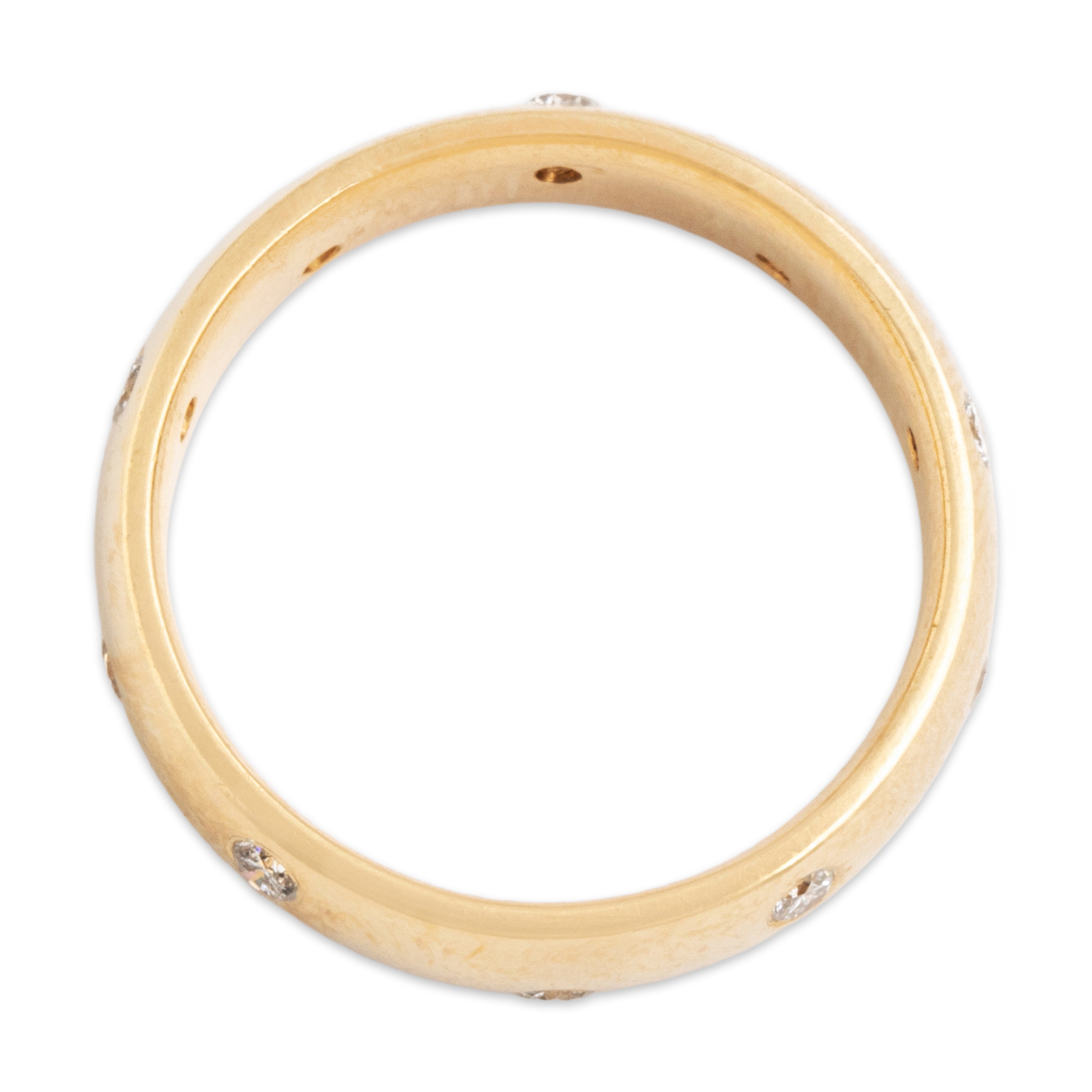 Vintage 14k Yellow Gold Diamond Dotted Pave Band Ring - detail view #1