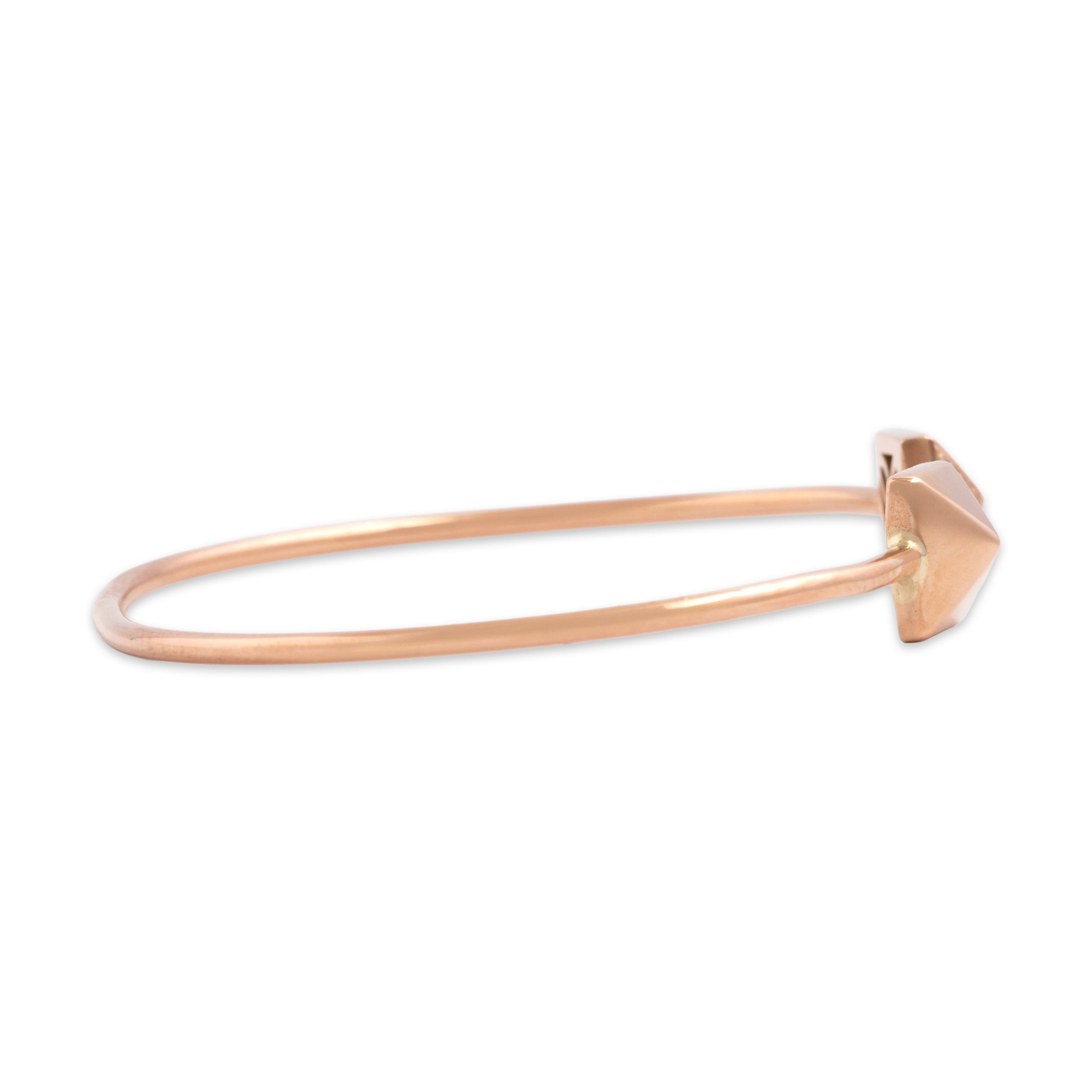 Estate 14k Rose Gold Diamond Edgy Pave-Set Stud Cuff Bracelet - Side view