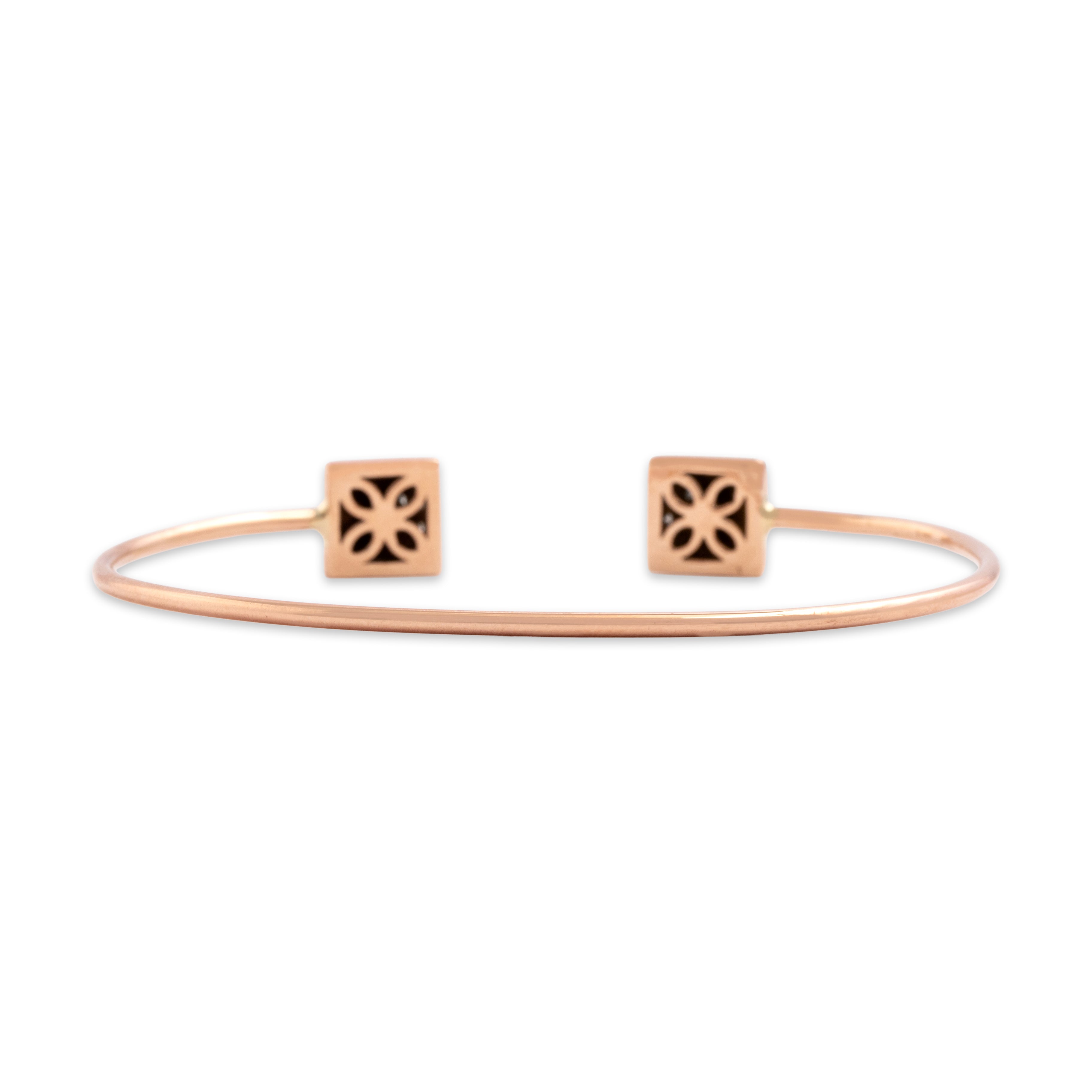 Estate 14k Rose Gold Diamond Edgy Pave-Set Stud Cuff Bracelet - Back view