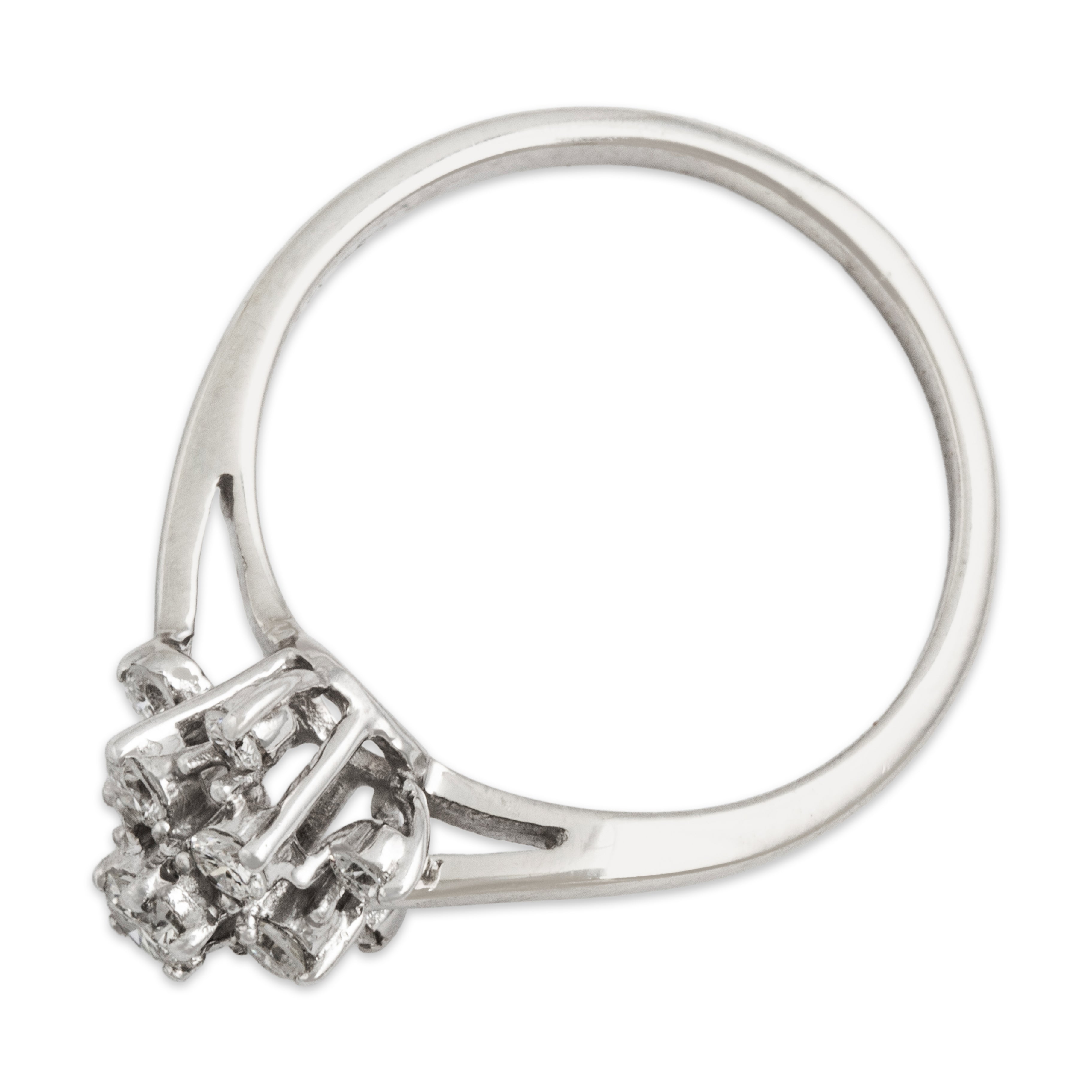 Vintage 14k White Gold Diamond Swirling Tower Ring - Overall view