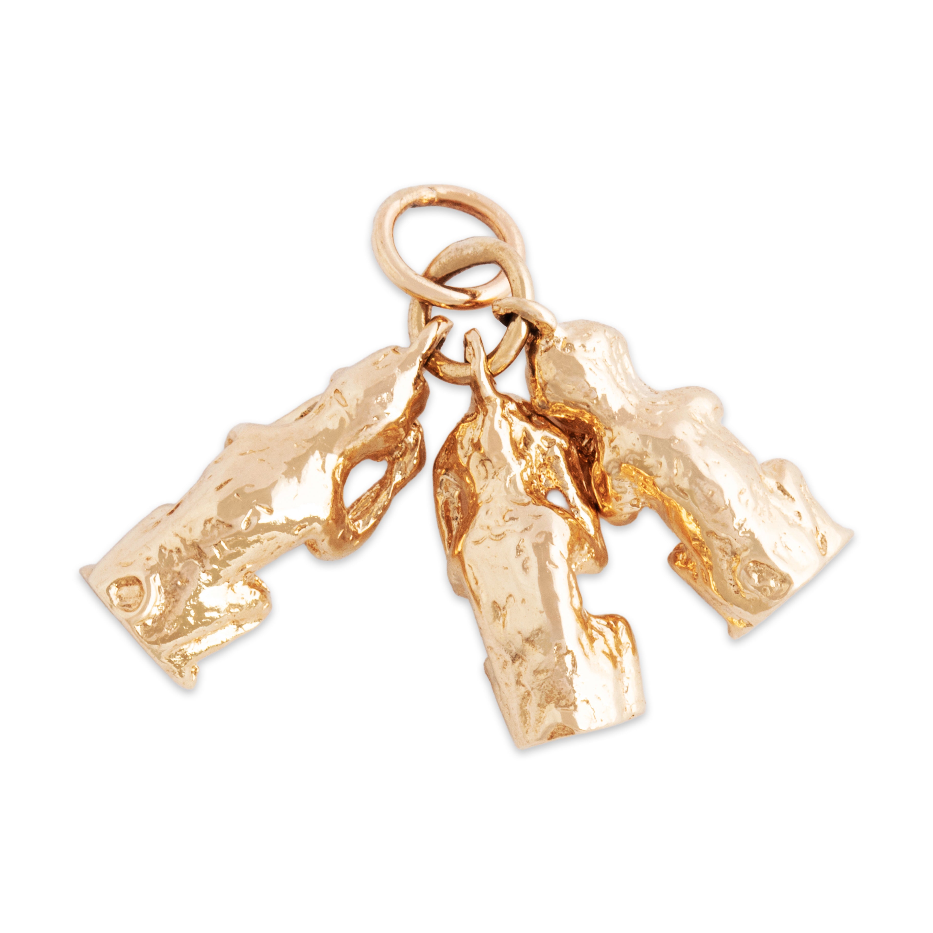 Vintage 14k Yellow Gold Heavy Three Wise Monkeys Charm Pendant - Back view