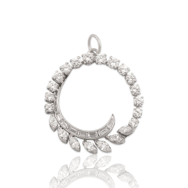 Vintage McTeigue & Co. Platinum 2.25cttw Diamond Mixed-Cut Swirl Pendant