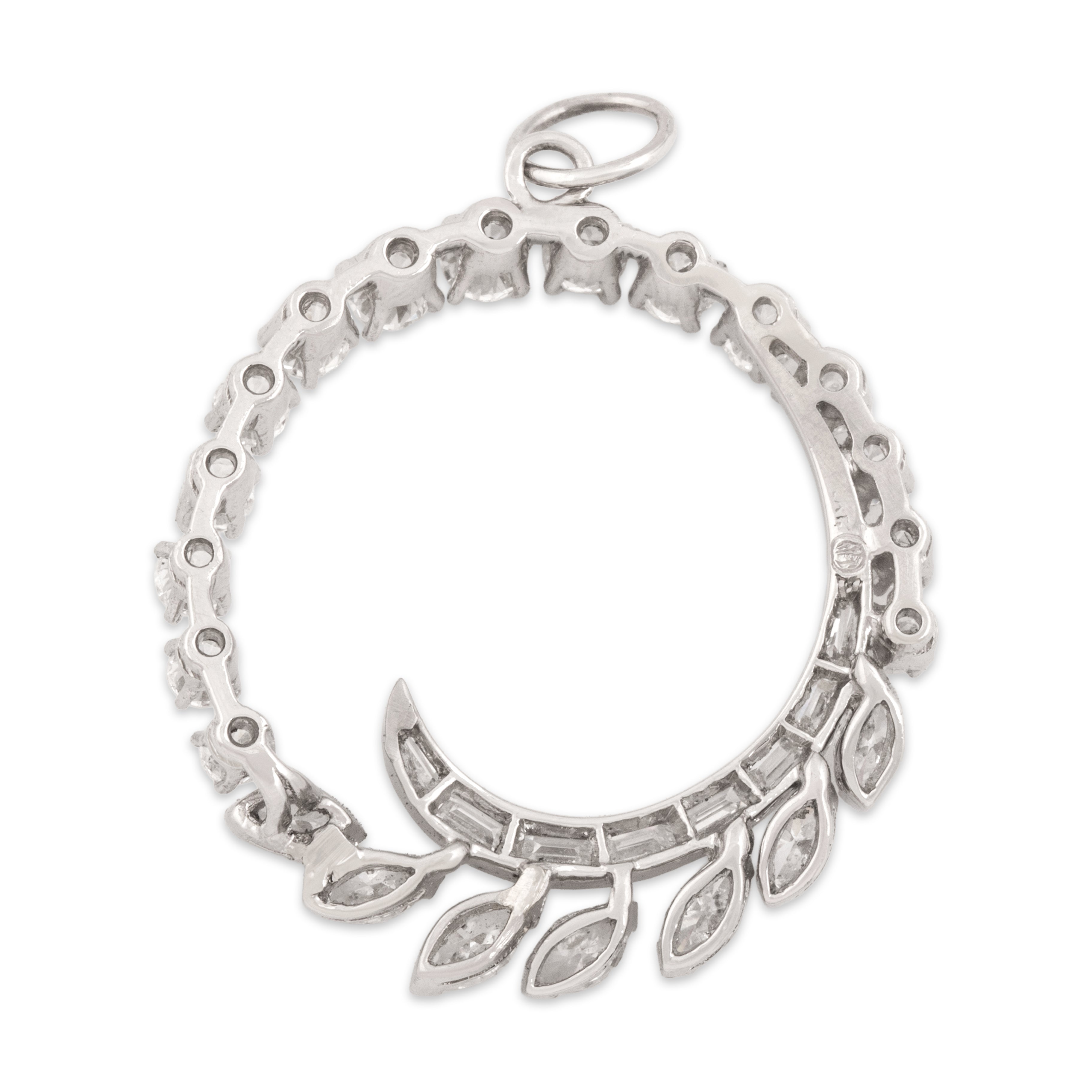 Vintage Platinum 2.25cttw Diamond Fabulous Mixed-Cut Swirl Pendant - Back view