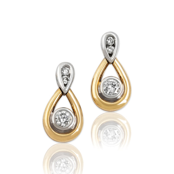 Vintage 14k White & Yellow Gold .48cttw Diamond Gleaming Drop Earrings