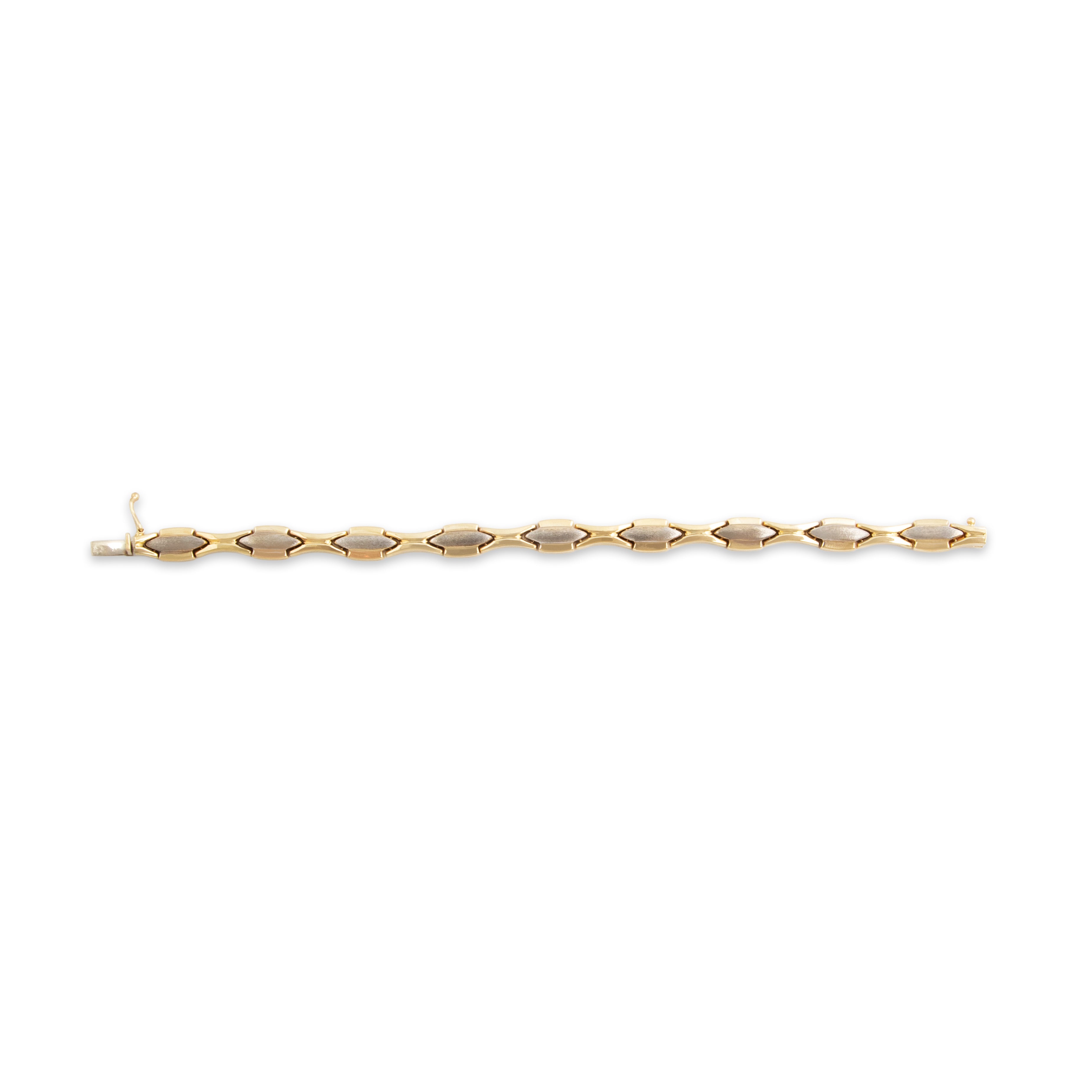 Vintage 14k Yellow and White Gold Dual-Textured Link Bracelet - Overall view