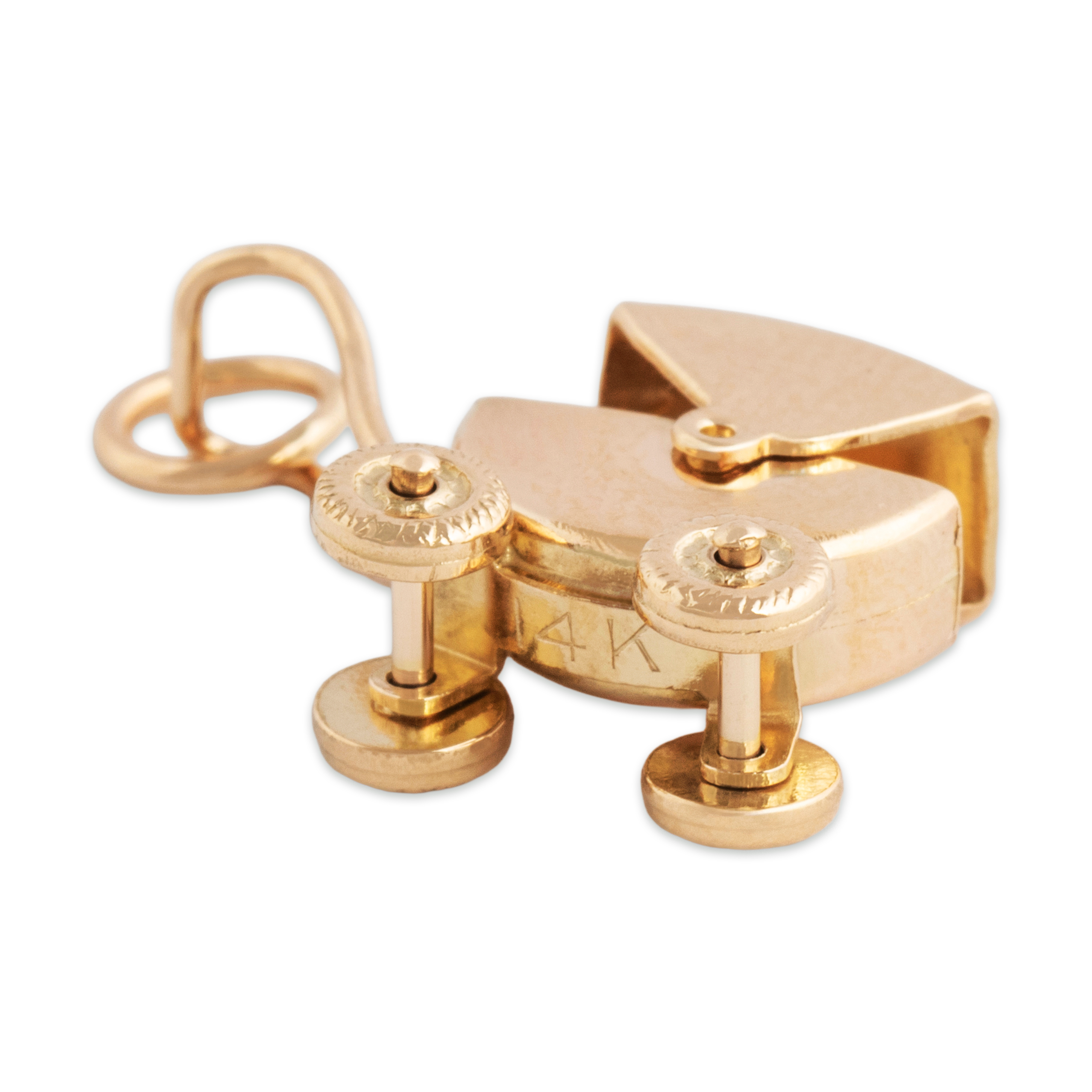 Vintage 14k Yellow Gold Articulating Baby Pram Charm / Pendant