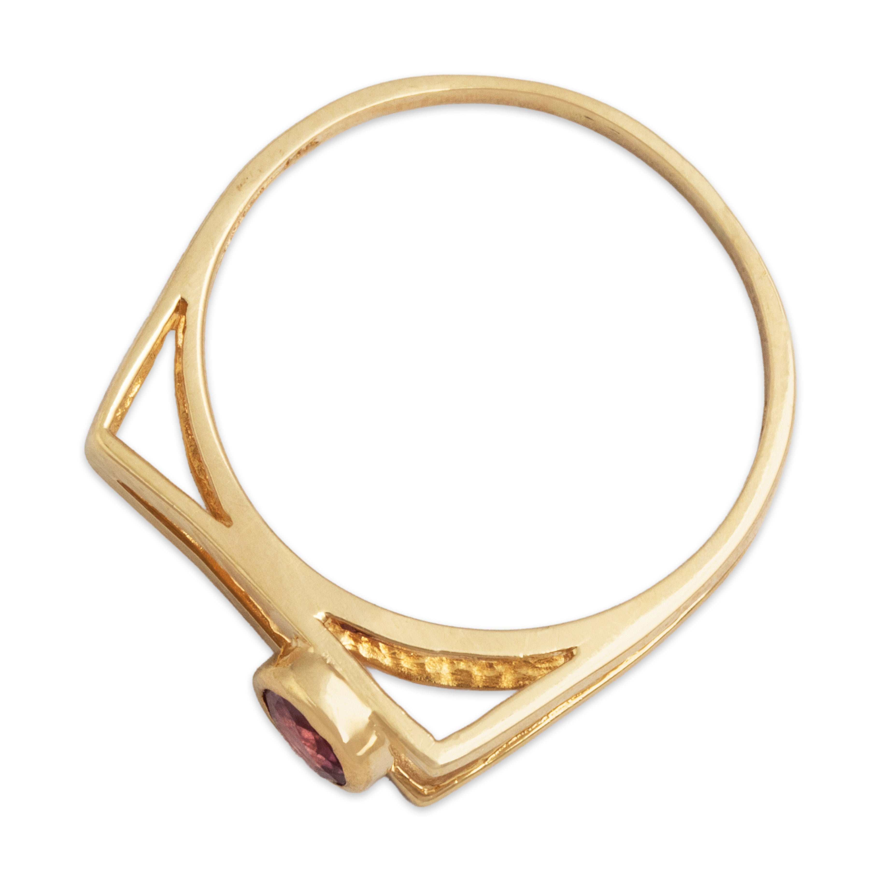 Vintage 14k Yellow Gold Ruby Modern Open Bar Ring - Overall view