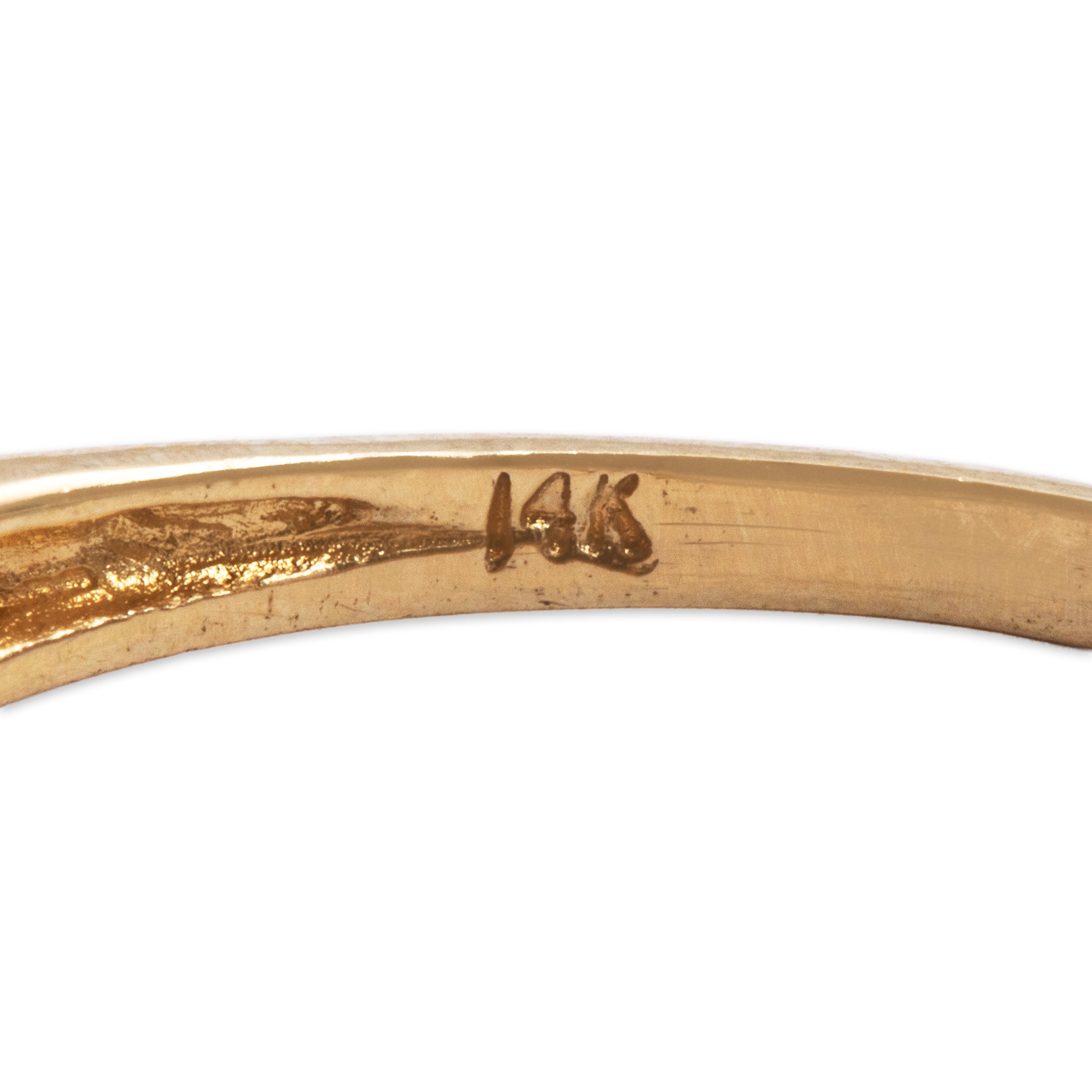 Vintage 14k Yellow Gold Ruby Modern Open Bar Ring - Hallmark view