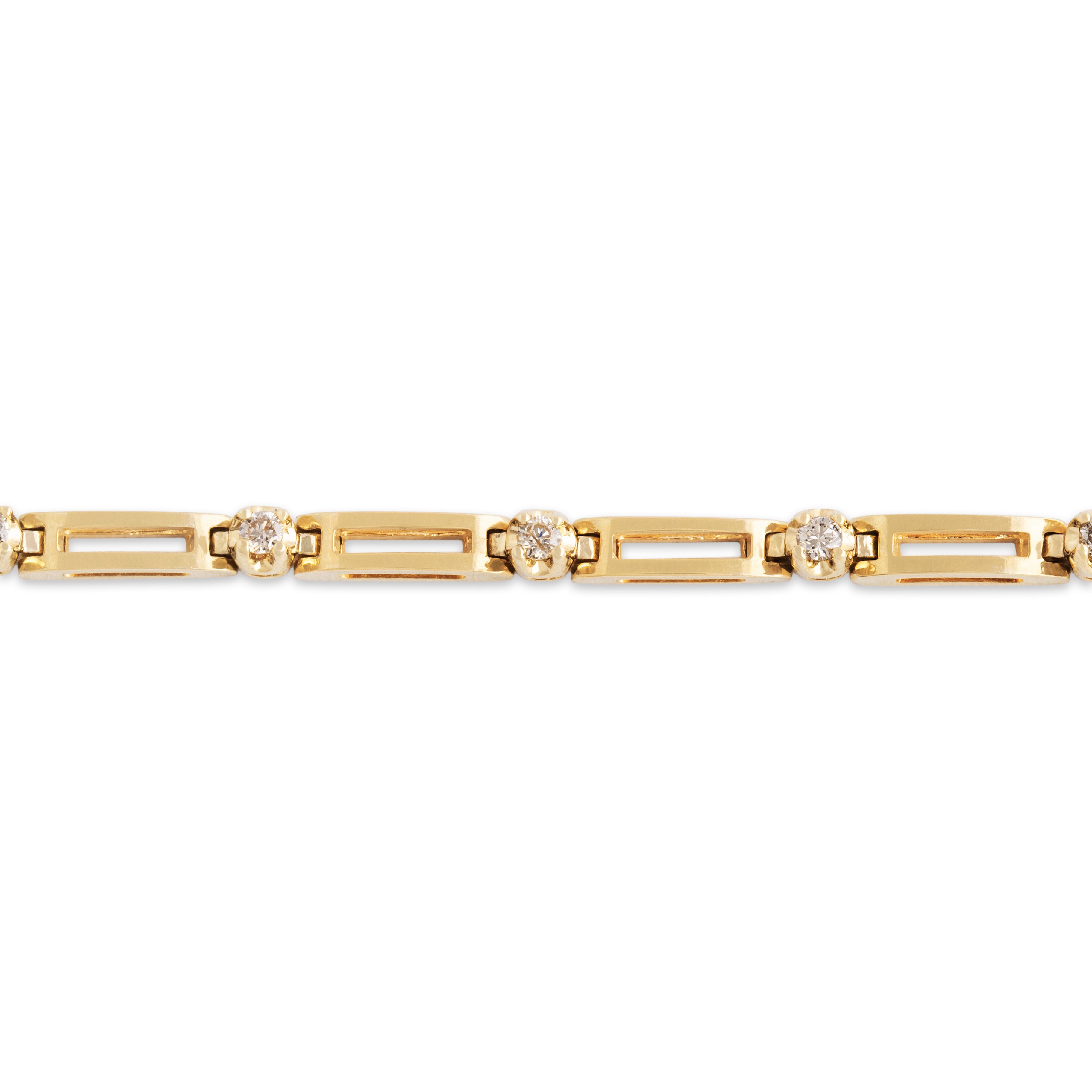 Vintage 14k Yellow Gold .44cttw Diamond Sleek Link Station Bracelet 6.75