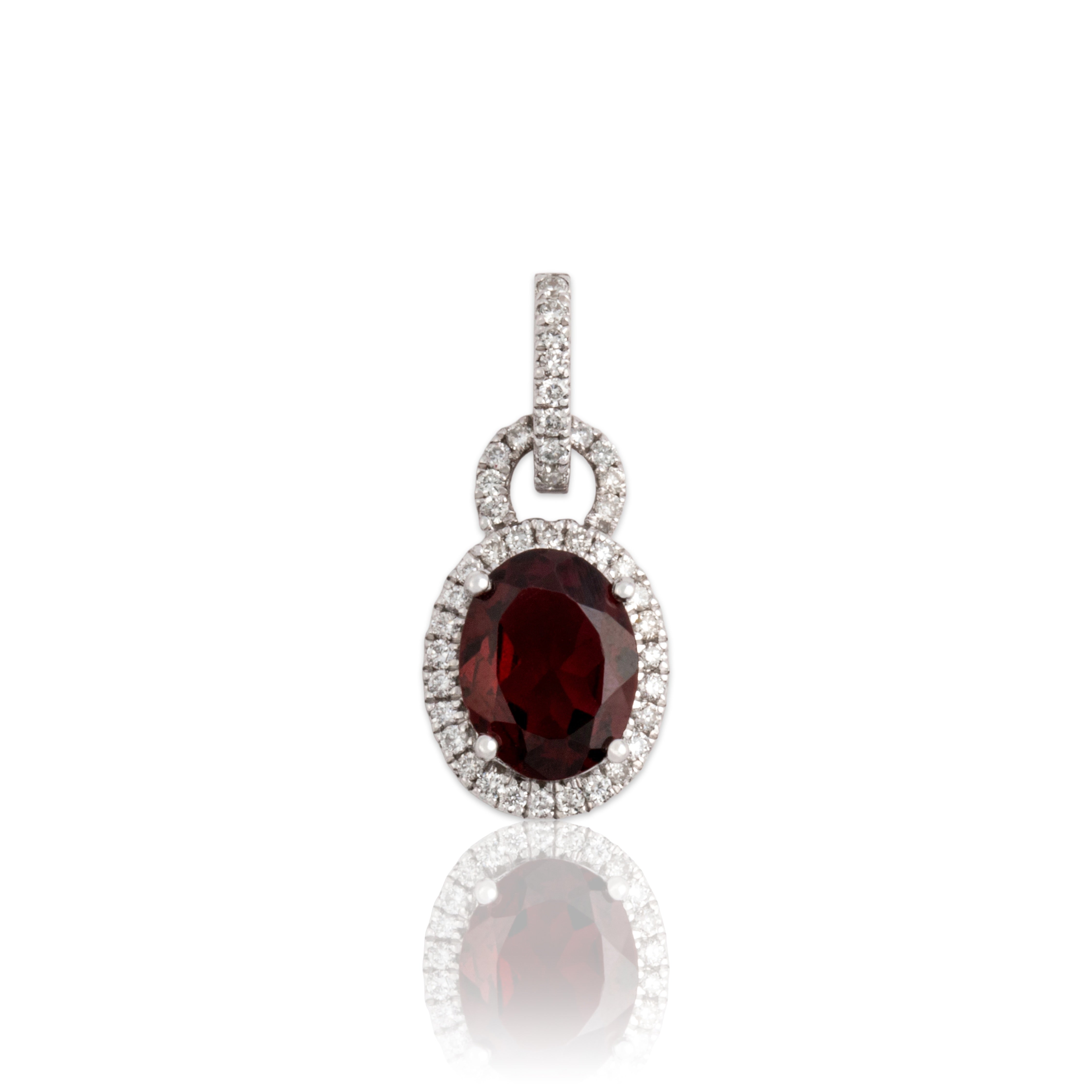 Estate 14k White Gold 1.04ct Garnet Diamond Scarlet Pavé Halo Pendant