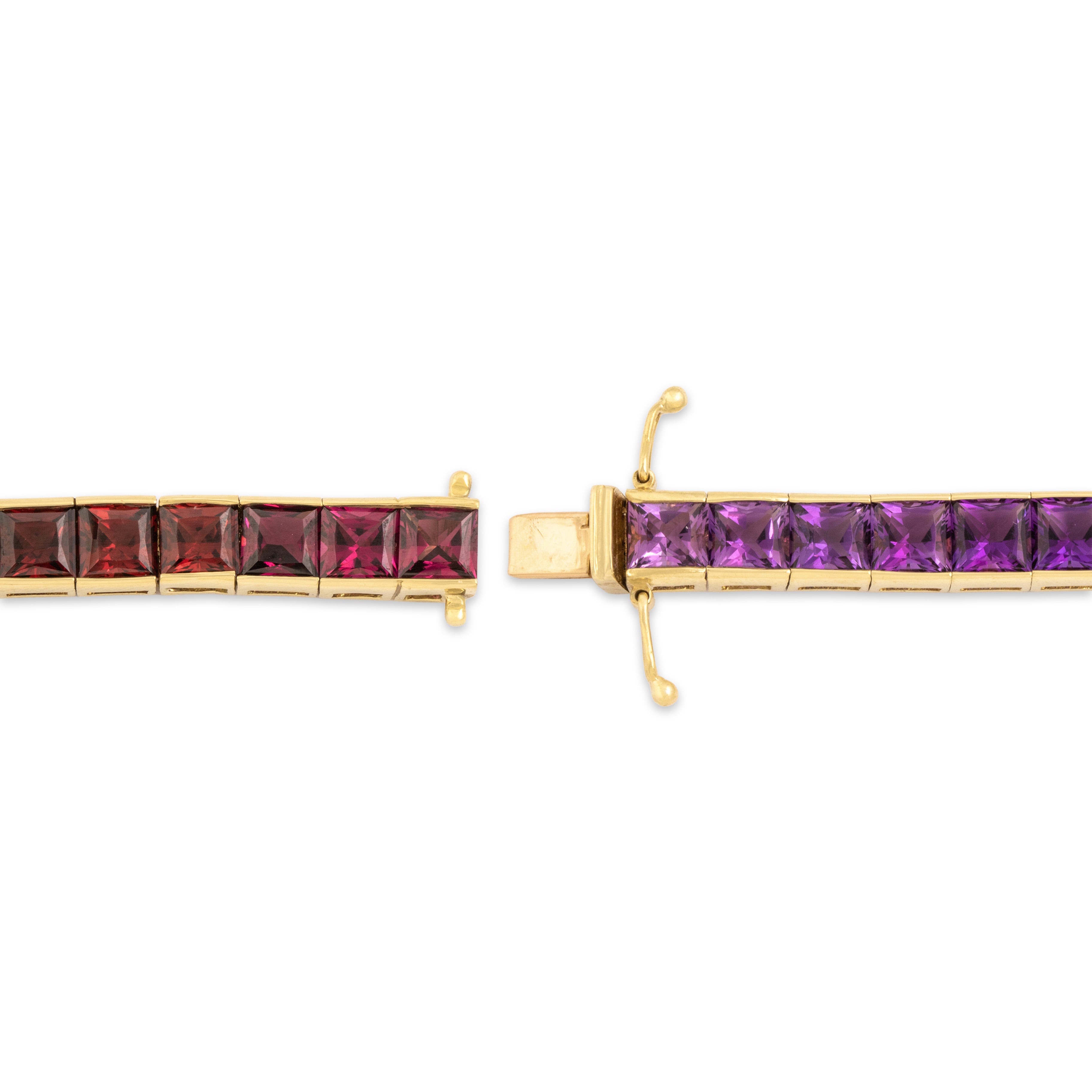 Vintage 18k Yellow Gold Multi-Stone Stunning Rainbow Line Bracelet 6.75
