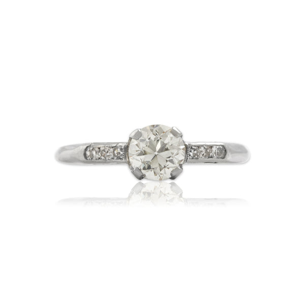 Vintage 14k White Gold .85cttw GIA Old European Cut Diamond Superb Ring 8.00