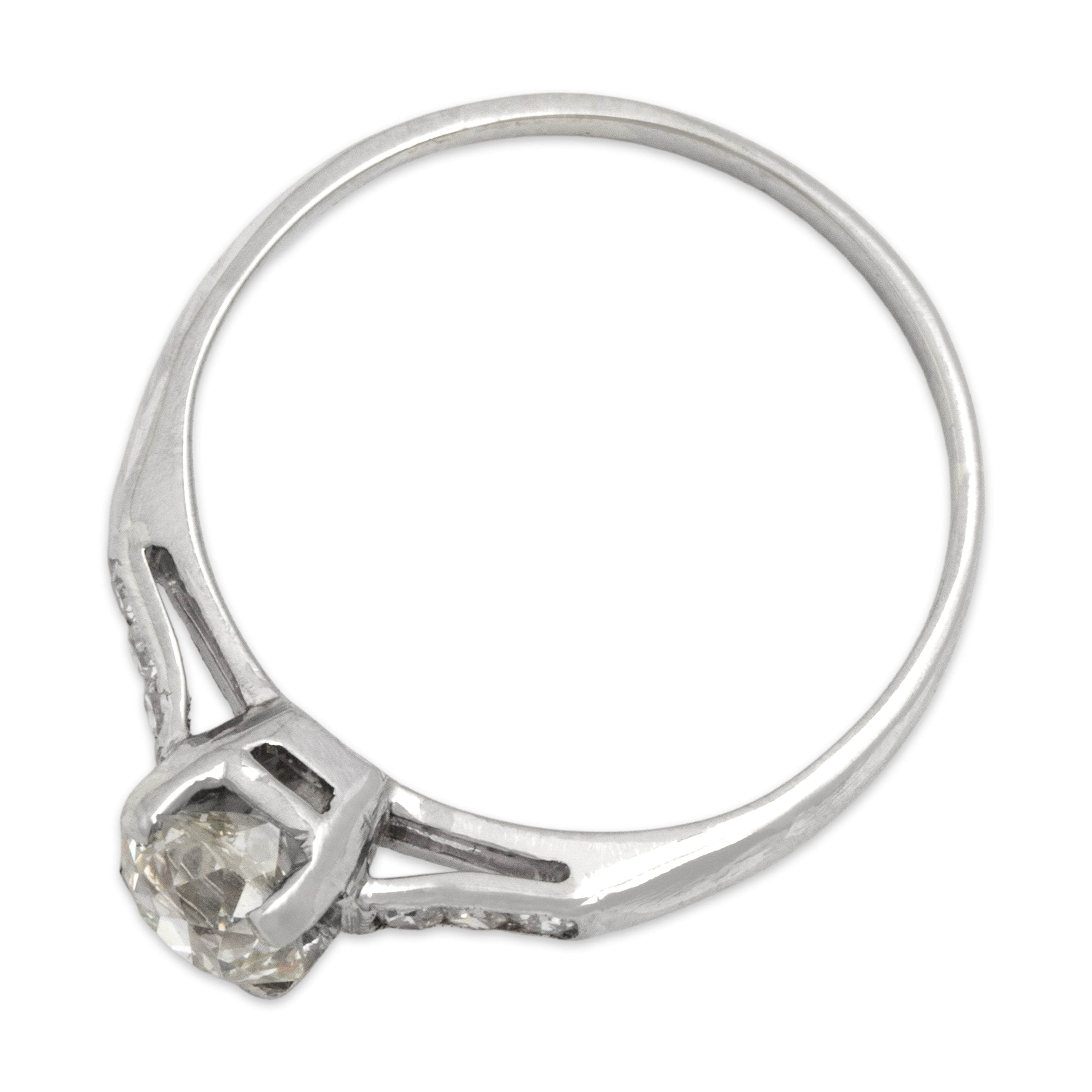 Vintage 14k White Gold .85cttw GIA Old European Cut Diamond Superb Ring 8.00