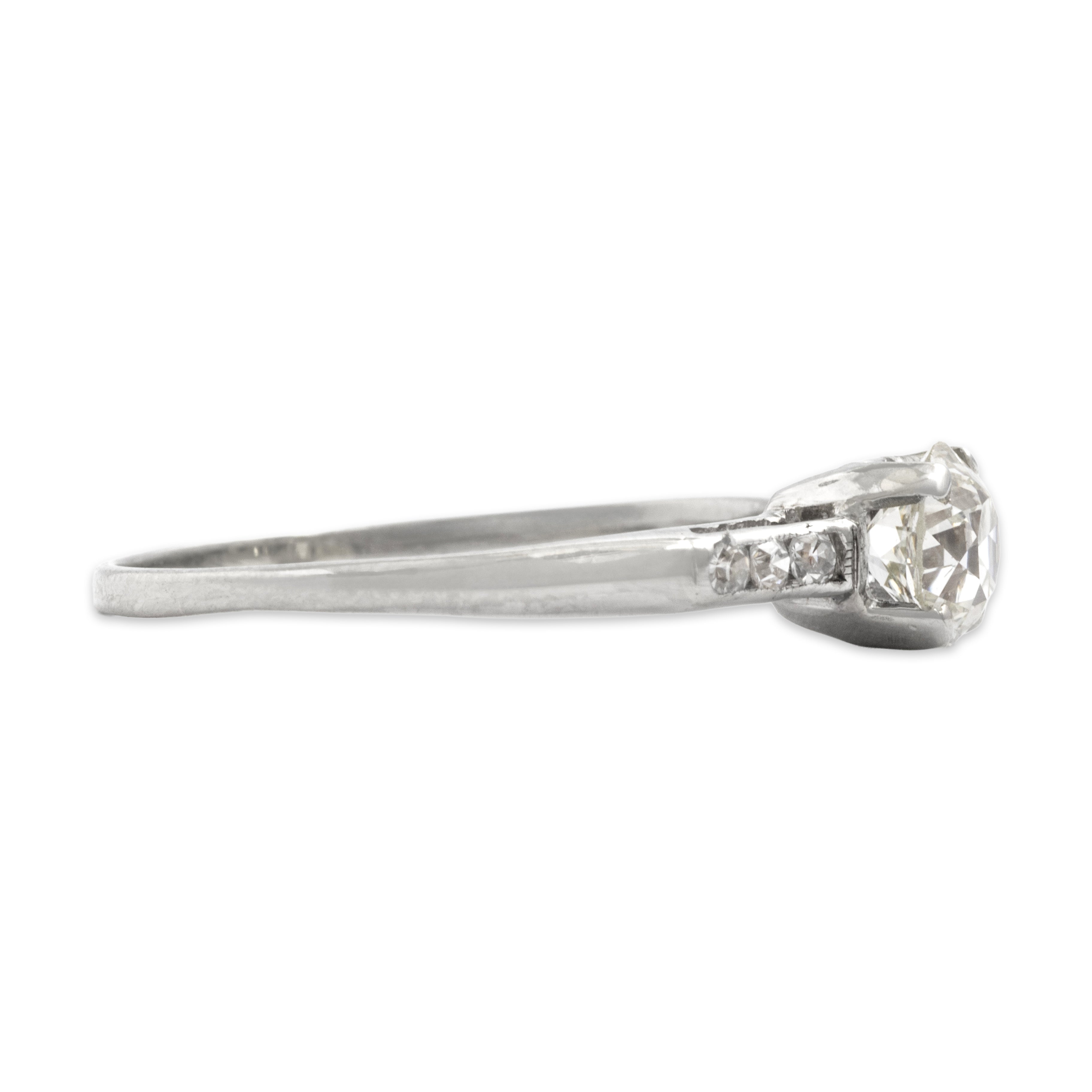 Vintage 14k White Gold .85cttw GIA Old European Cut Diamond Superb Ring 8.00