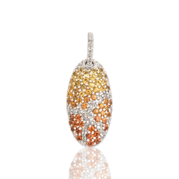Estate 14k White Gold .65cttw Multicolor Sapphire Diamond Sunset Ombré Pendant