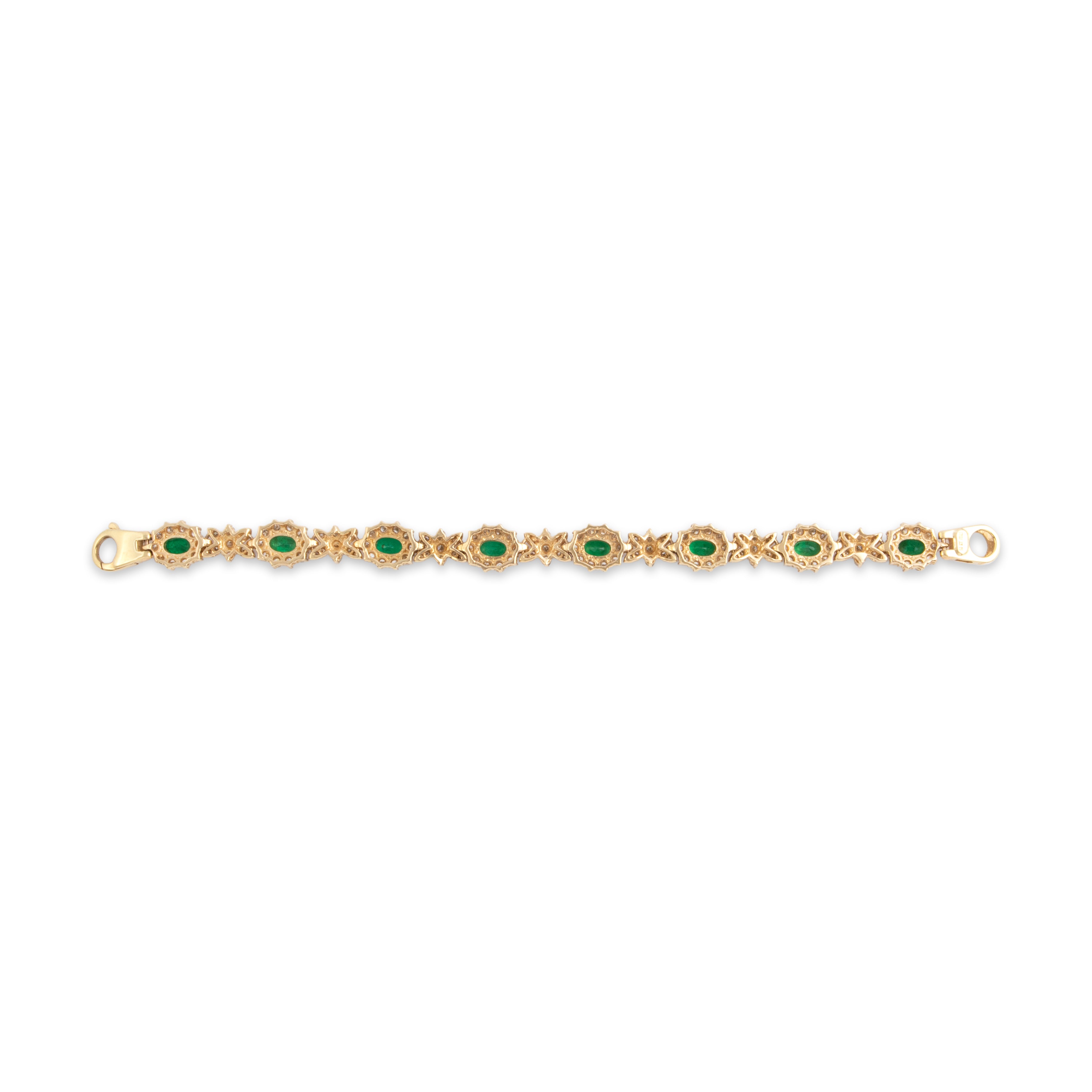Vintage Italian 14k Yellow Gold 2.94cttw Emerald 2.77cttw Diamond Superb Butterfly Link Bracelet - Back view