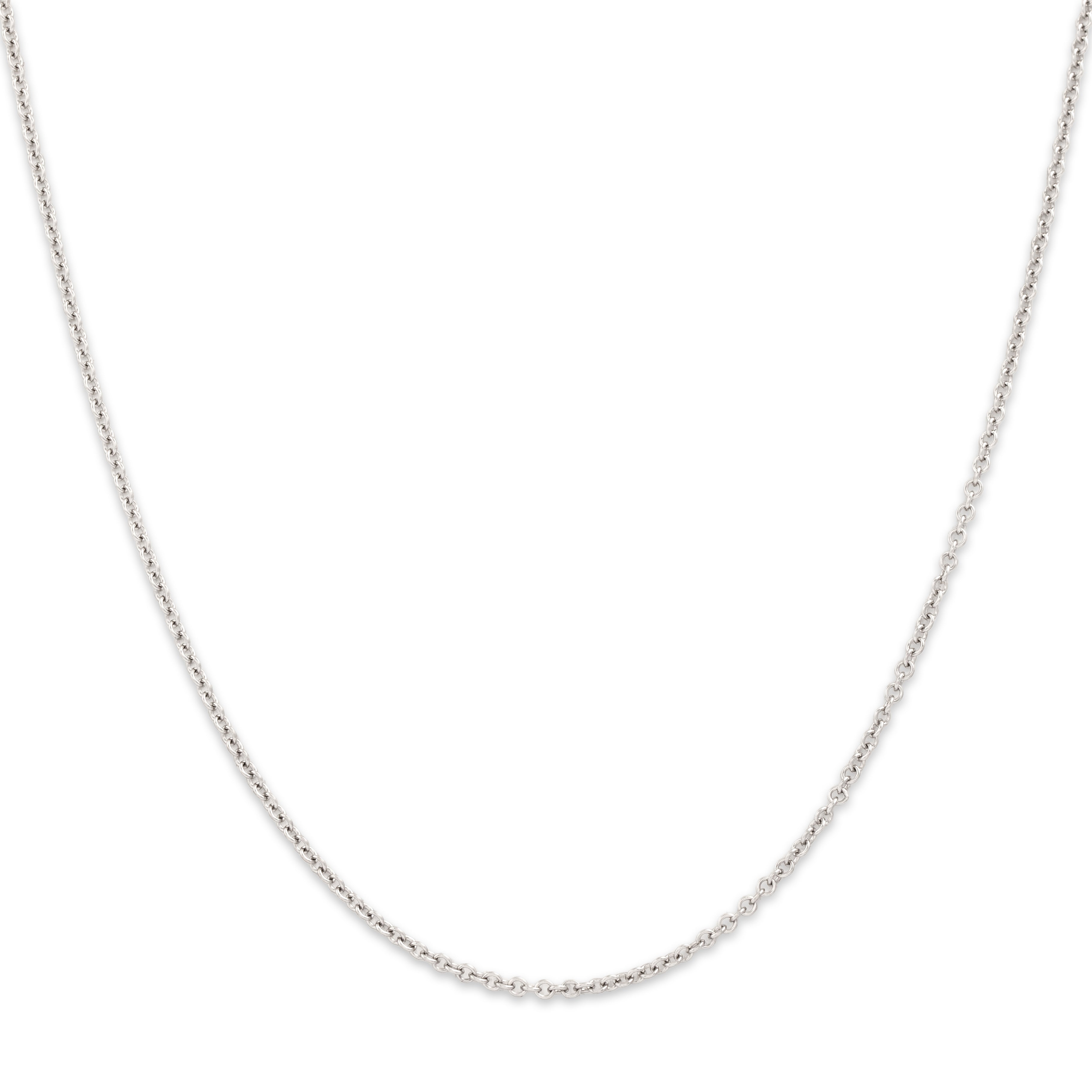 Vintage 14k White Gold Chic Round 1.5mm Cable Chain - Close-up view
