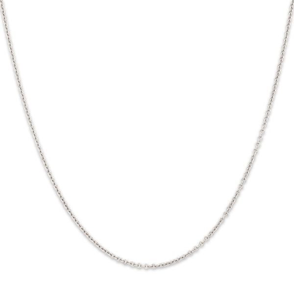 Vintage 14k White Gold Chic Round 1.5mm Cable Chain 18