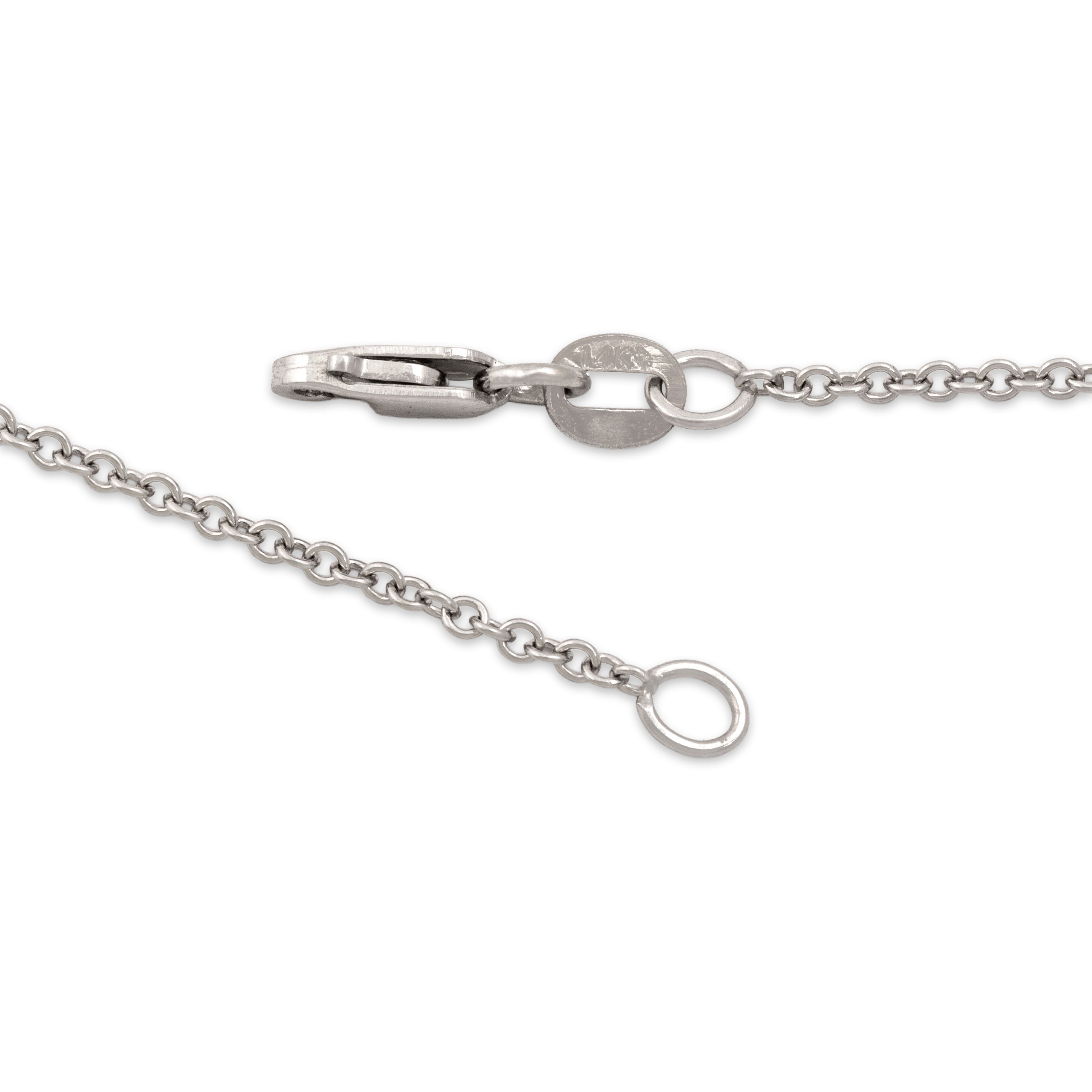 Vintage 14k White Gold Chic Round 1.5mm Cable Chain - clasp view