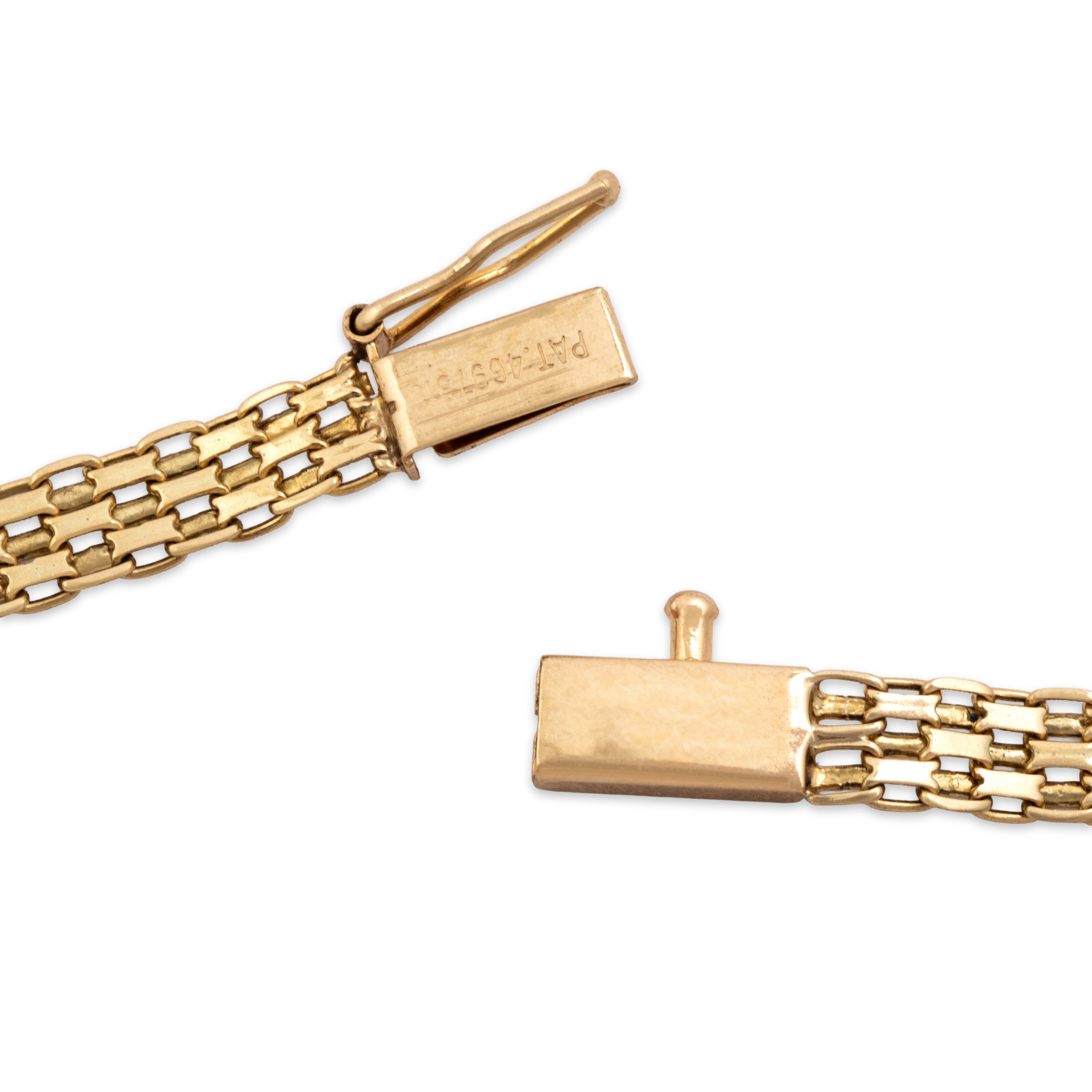 Vintage 14k Yellow Gold .67cttw Ruby Diamond Flat Link Superb Channel Necklace - clasp view