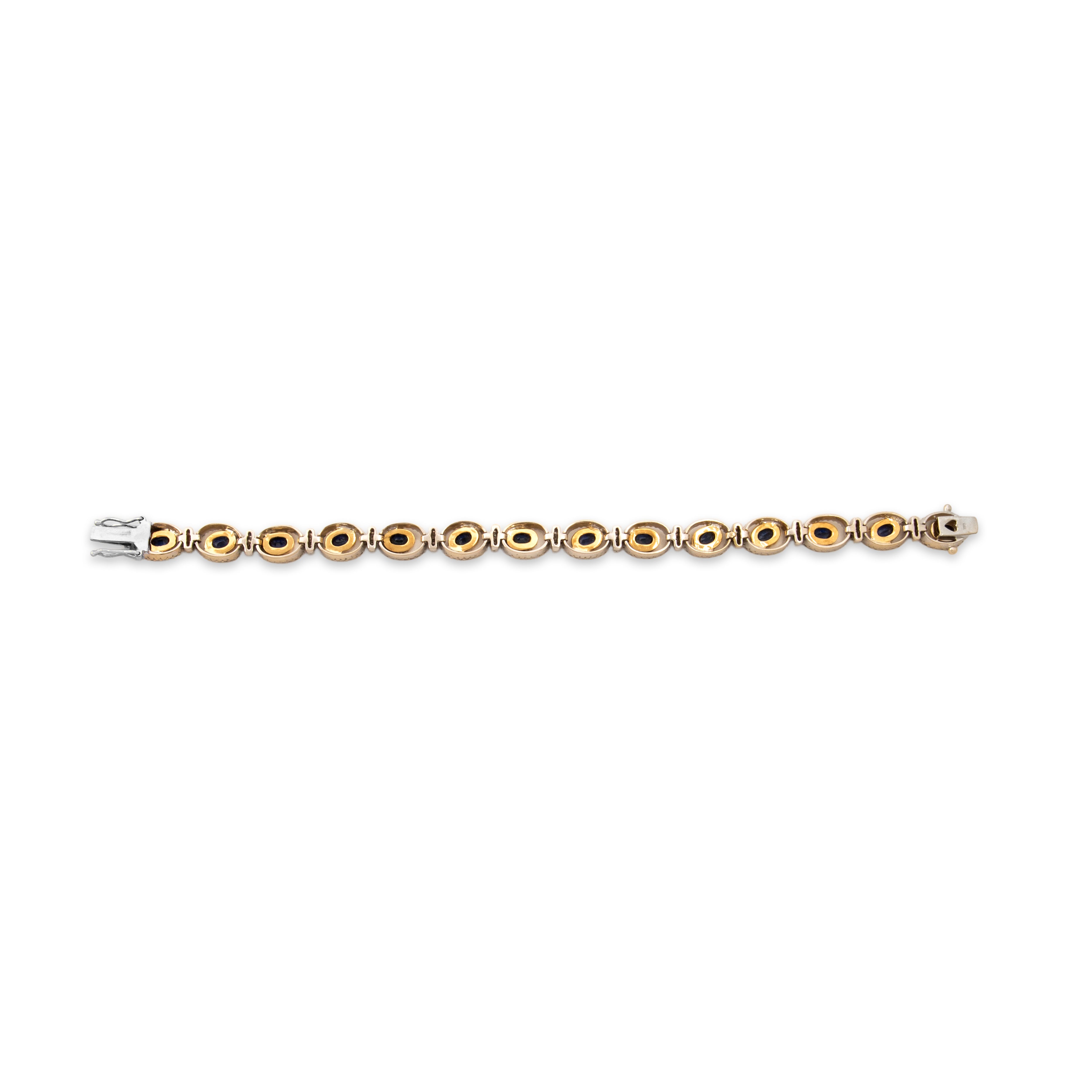 Vintage 18k White & Yellow Gold 2.07cttw Diamond 1.96cttw Sapphire Bracelet 6.5