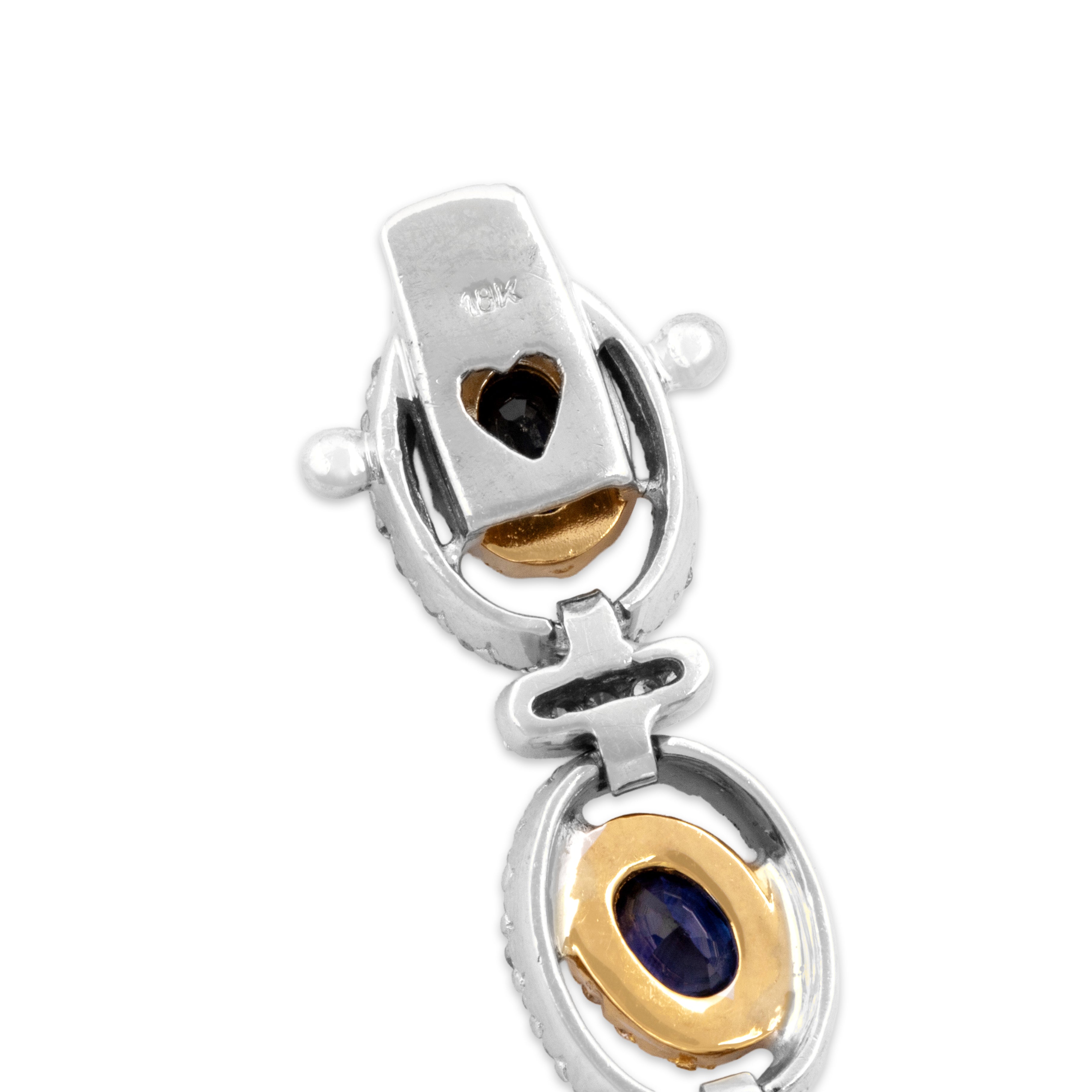 Vintage 18k White & Yellow Gold 2.07cttw Diamond 1.96cttw Sapphire Bracelet 6.5