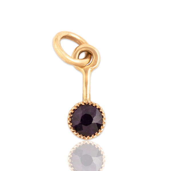 Antique 14k Yellow & Rosy Yellow Gold Amethyst Dainty Drop Dangle Charm / Pendant