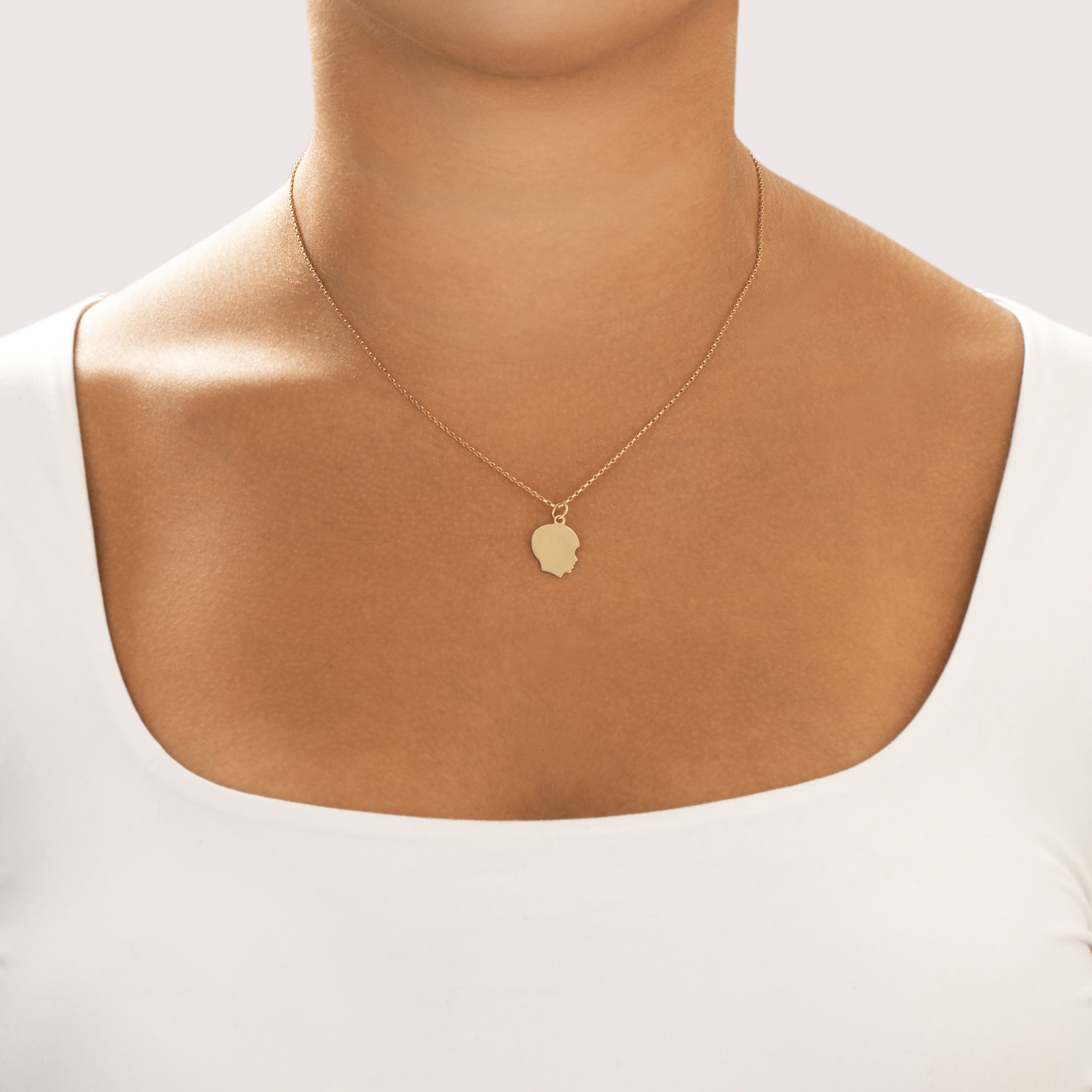Vintage 14k Yellow Gold Adorable Child's Silhouette Charm / Pendant - On model view