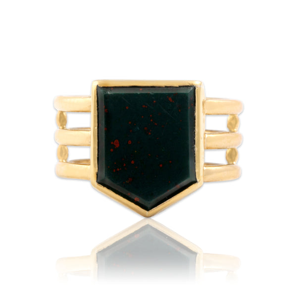 Antique Victorian English 18k Yellow Gold 1.81ct Bloodstone Signet Ring 4.25