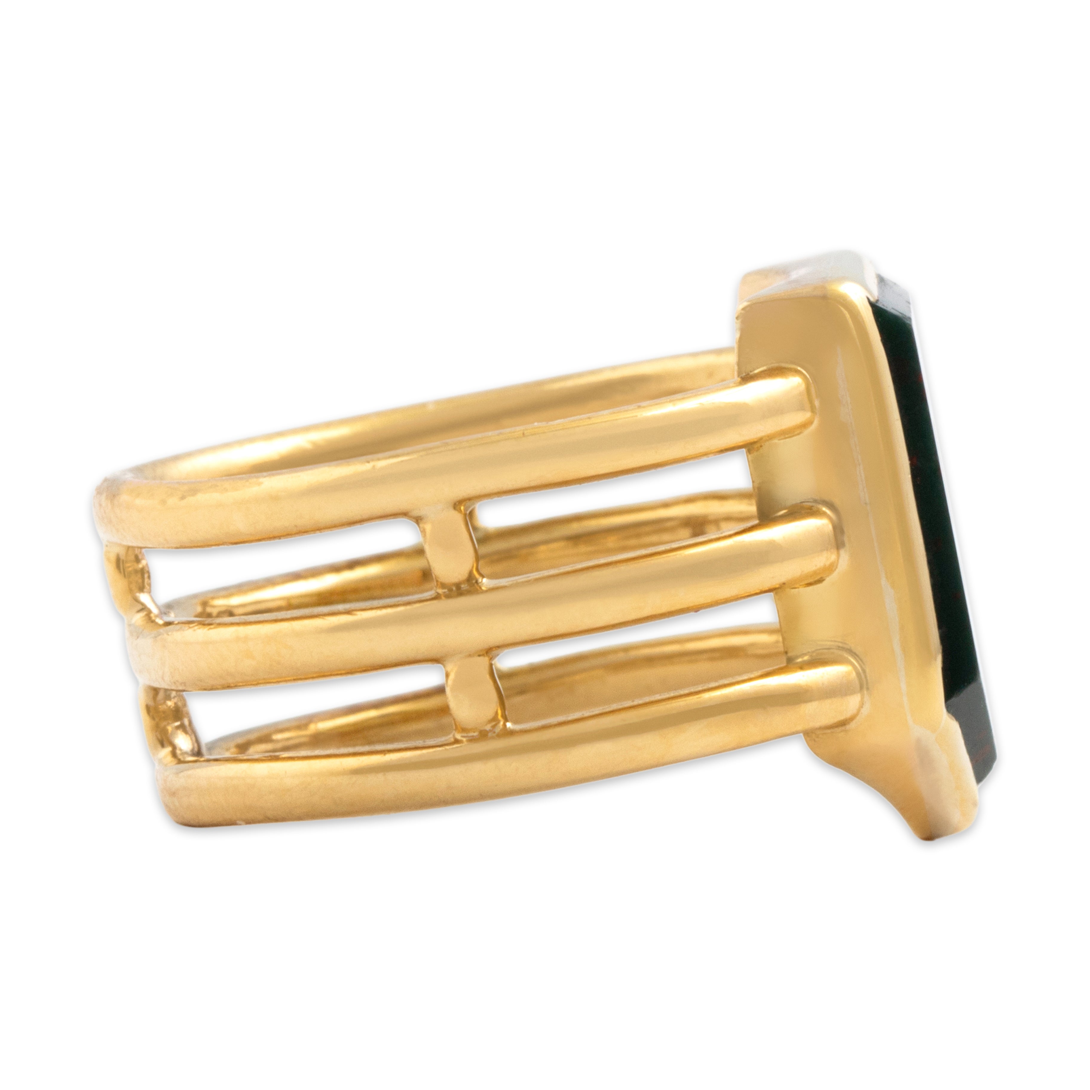 Antique Victorian English 18k Yellow Gold 1.81ct Bloodstone Signet Ring 4.25