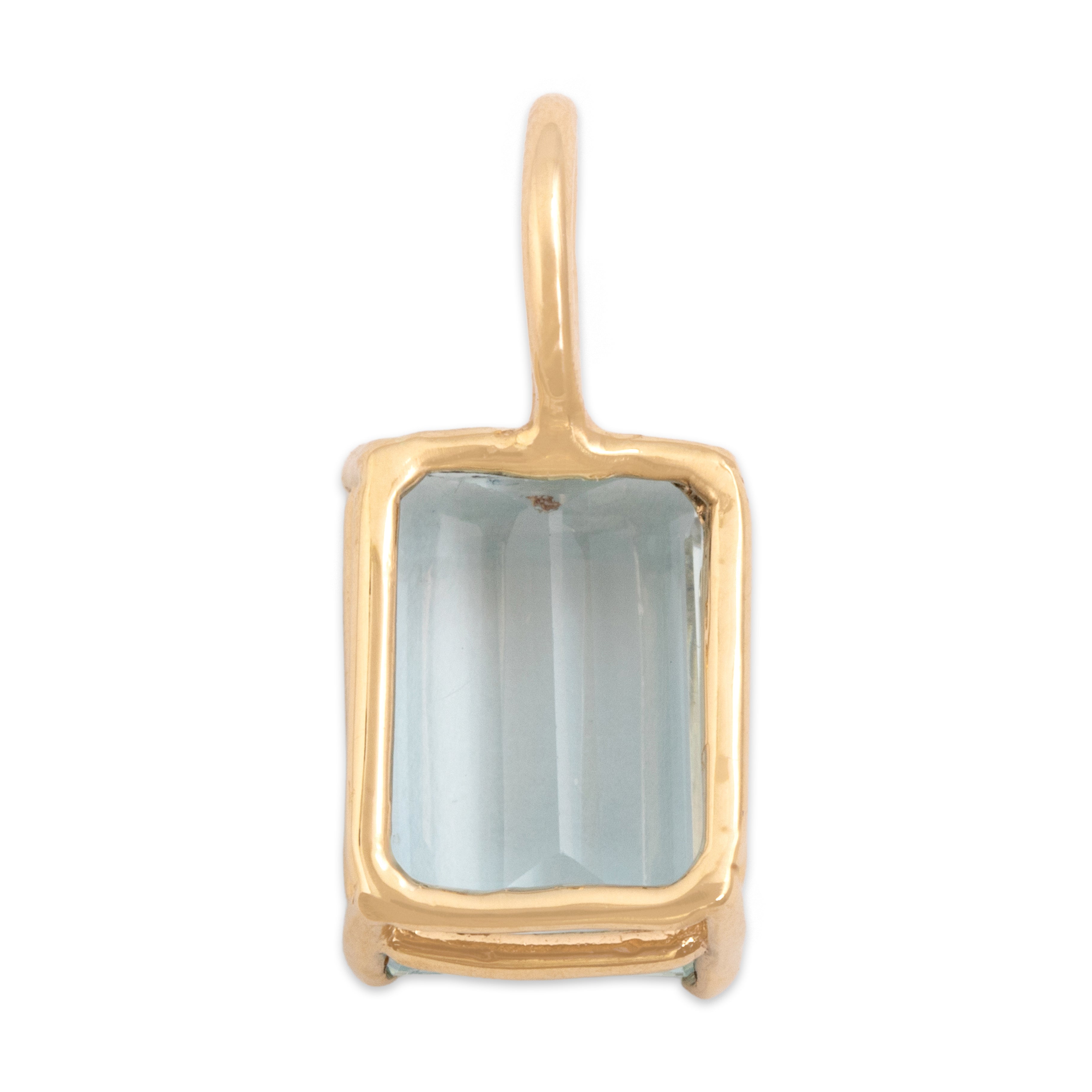 Vintage 14k Yellow Gold 3.59ct Aquamarine Elegant Step-Cut Pendant - Back view