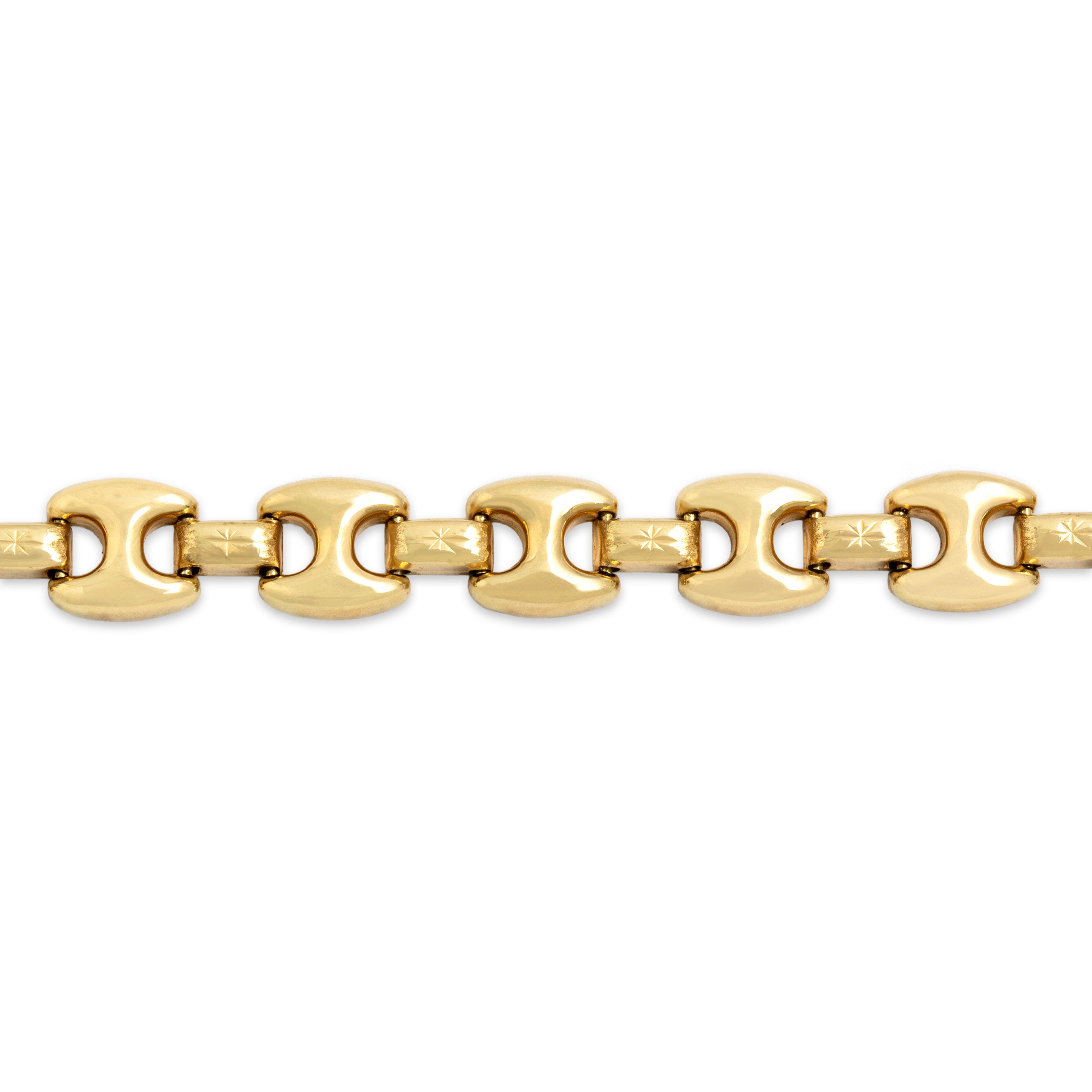 Vintage 14k Yellow Gold Star-Detail Link Bracelet - Close-up view