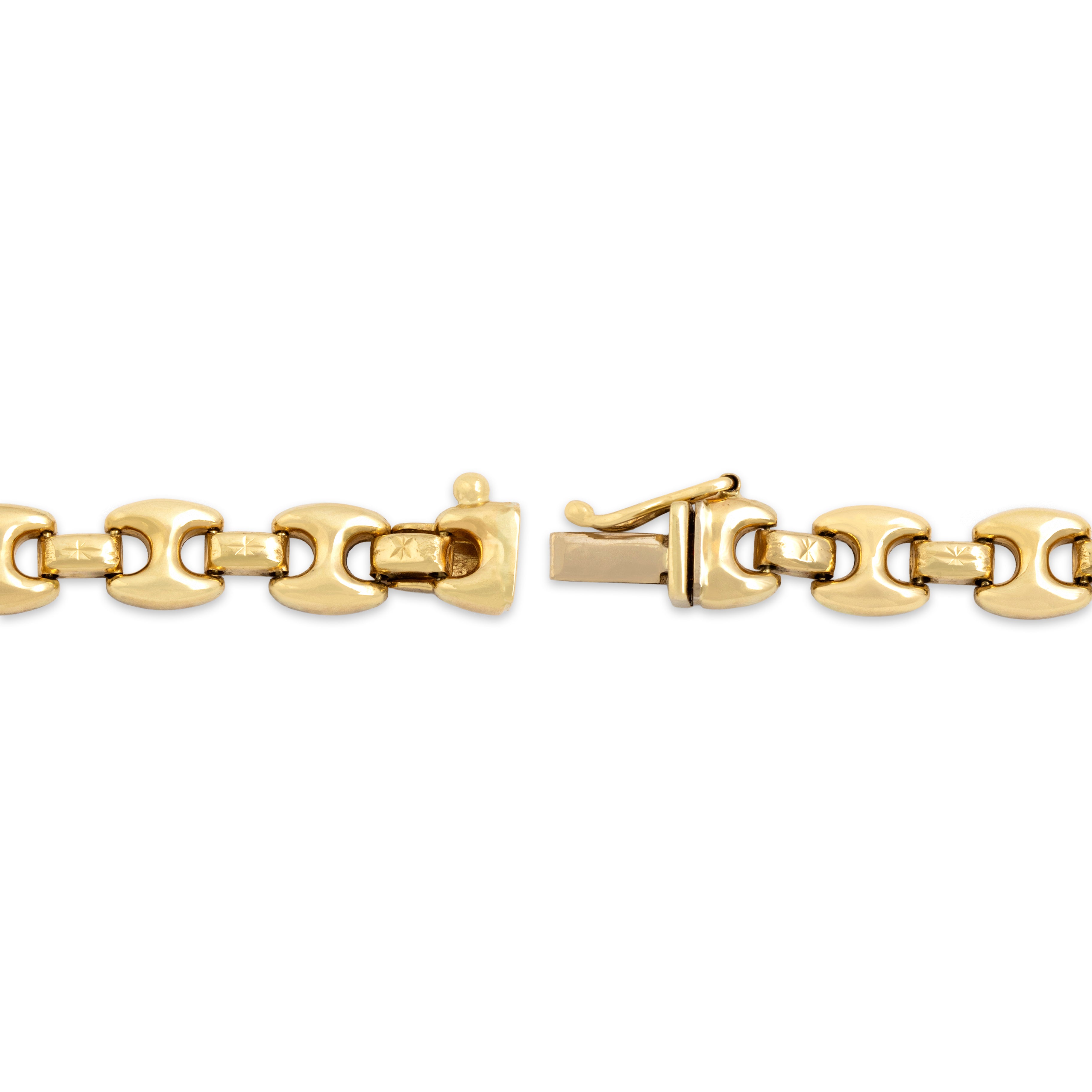 Vintage 14k Yellow Gold Star-Detail Link Bracelet - clasp view
