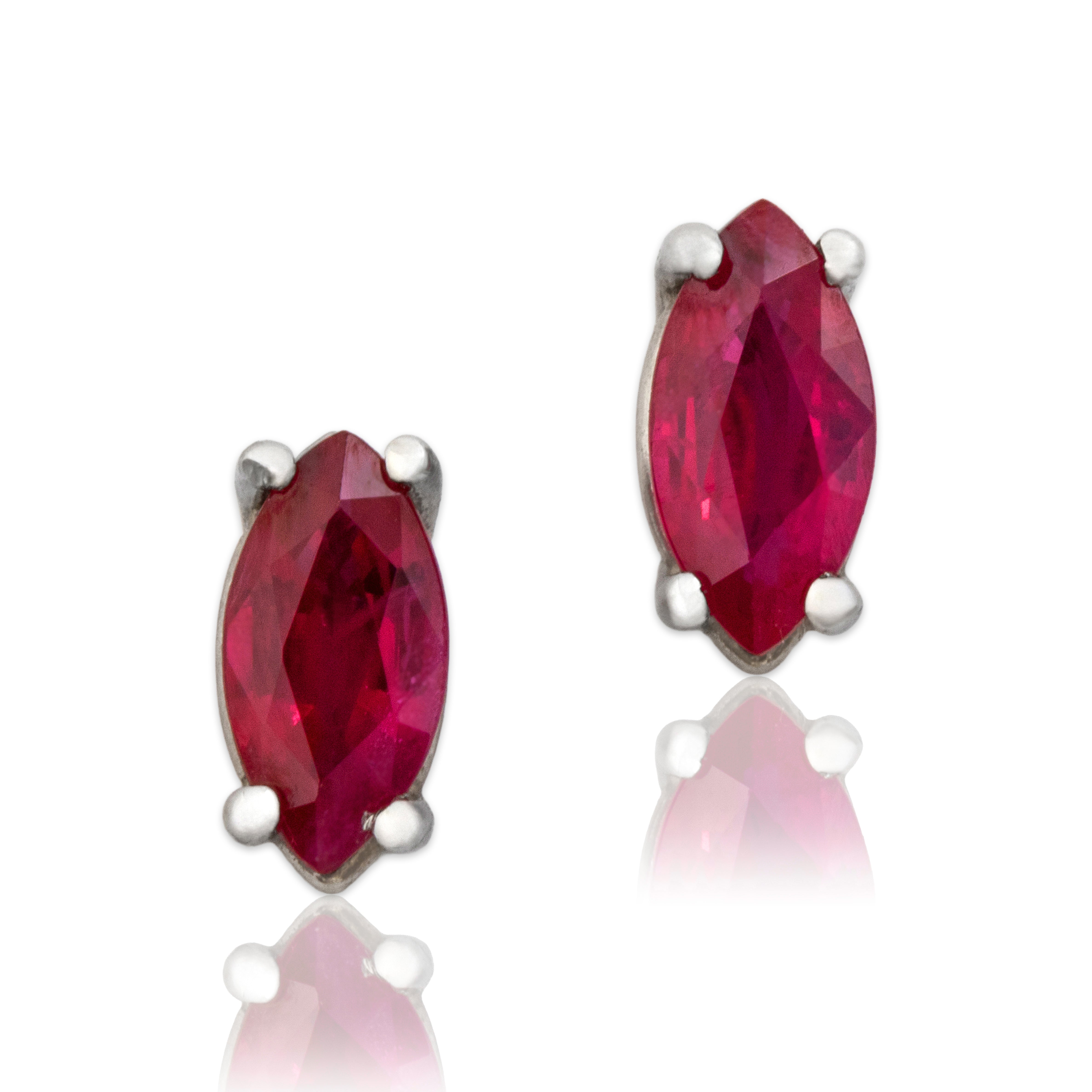 Vintage 14k White Gold Ruby Chic Marquise Stud Earrings – Abbott & Oaks