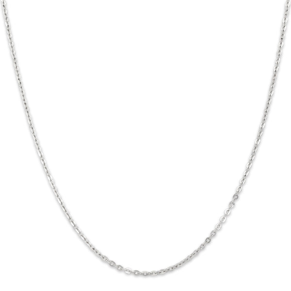 Vintage Italian 14k White Gold Sleek Shining Cable Chain Necklace 18