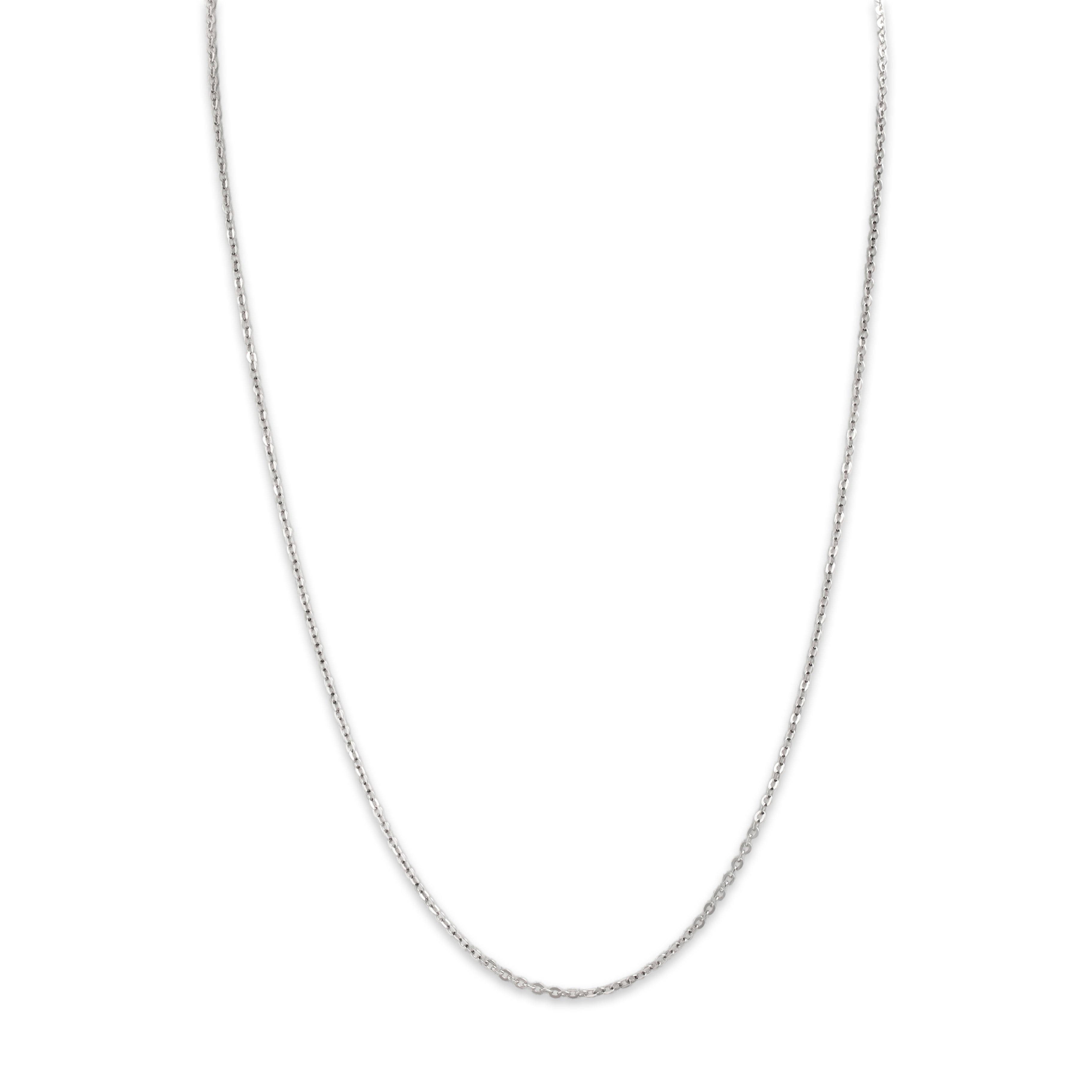 Vintage Italian 14k White Gold Sleek Shining Cable Chain Necklace - detail view #1