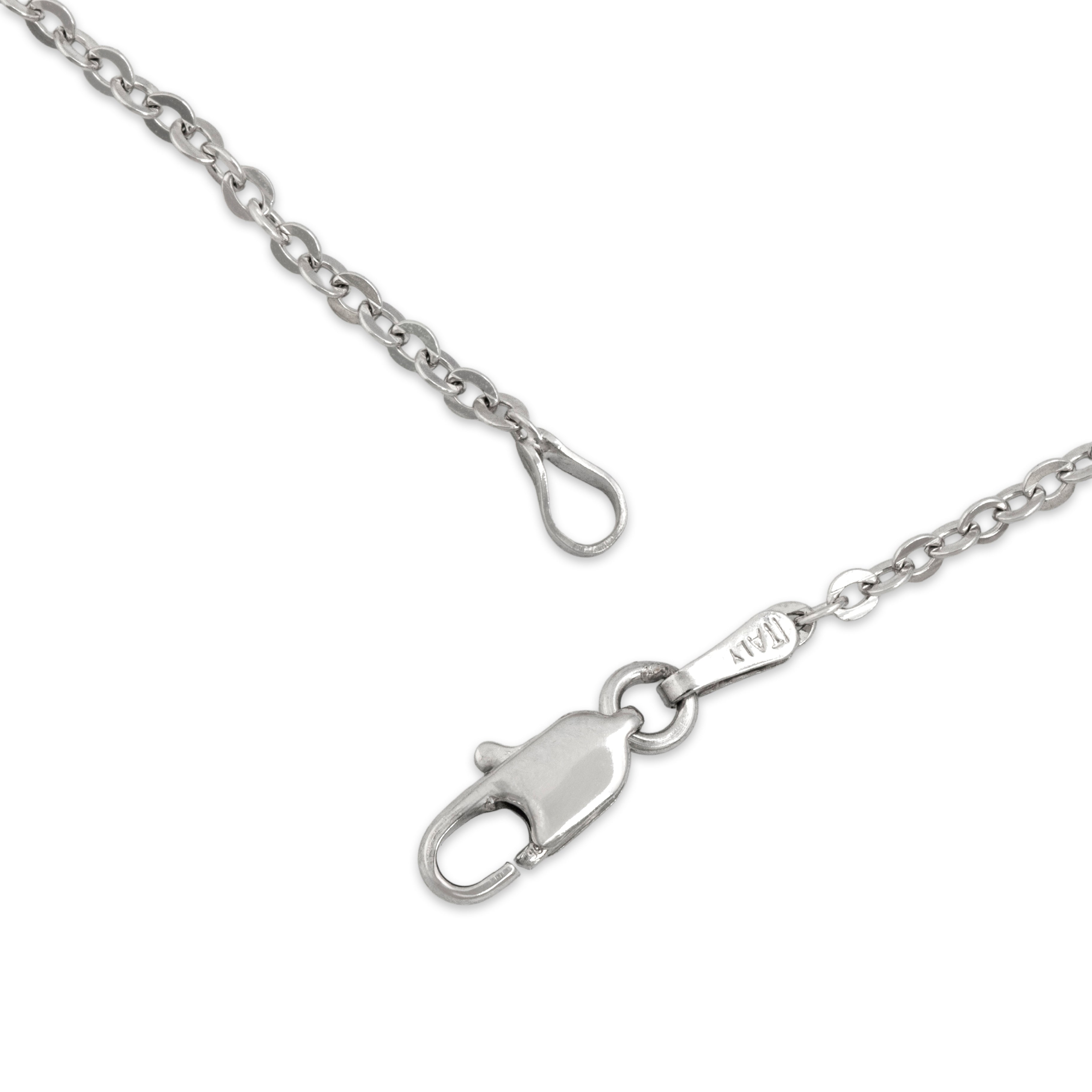 Vintage Italian 14k White Gold Sleek Shining Cable Chain Necklace - clasp view