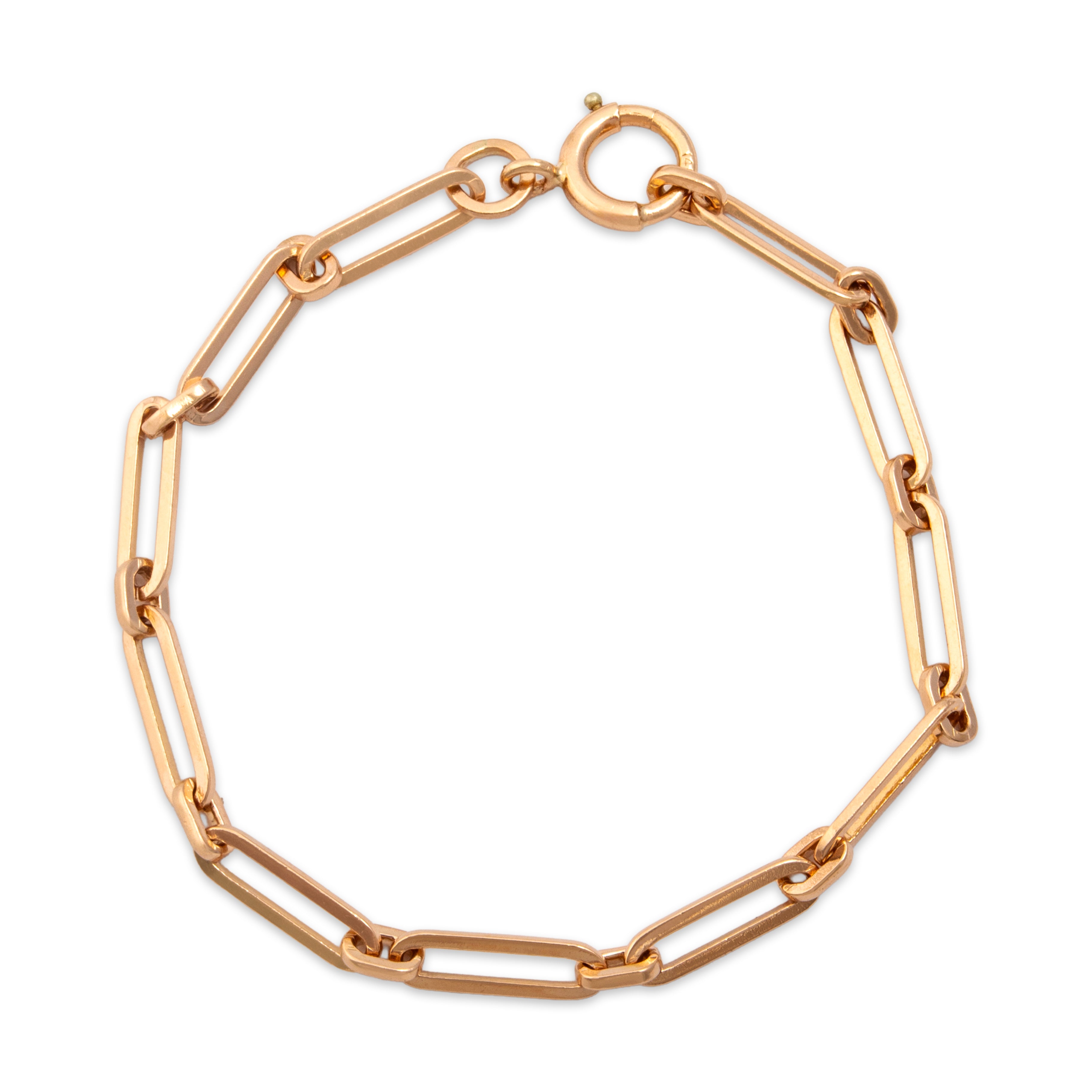 Vintage 14k Rosy Yellow Gold Paperclip Link Bracelet 6.75