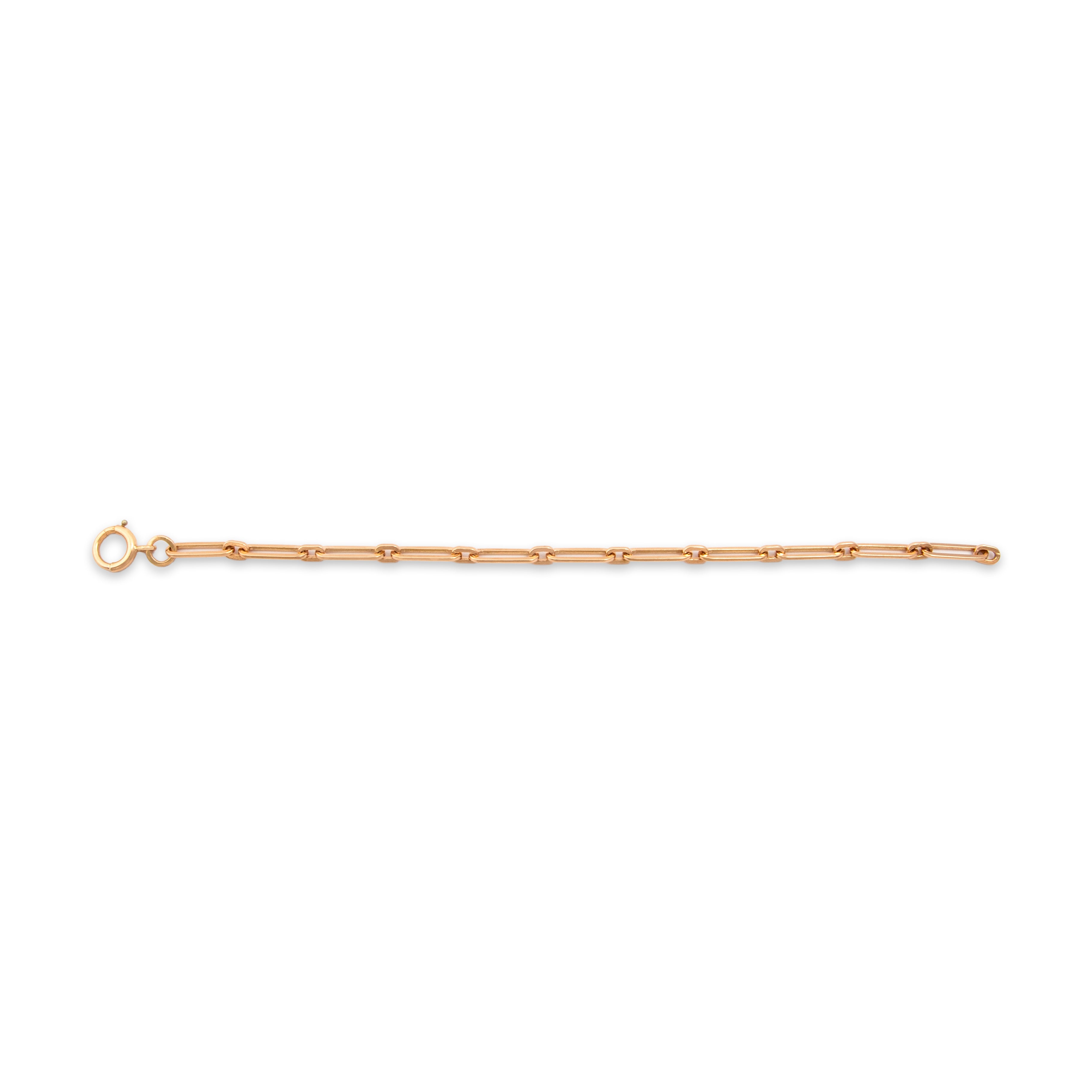 Vintage 14k Rosy Yellow Gold Paperclip Link Bracelet 6.75