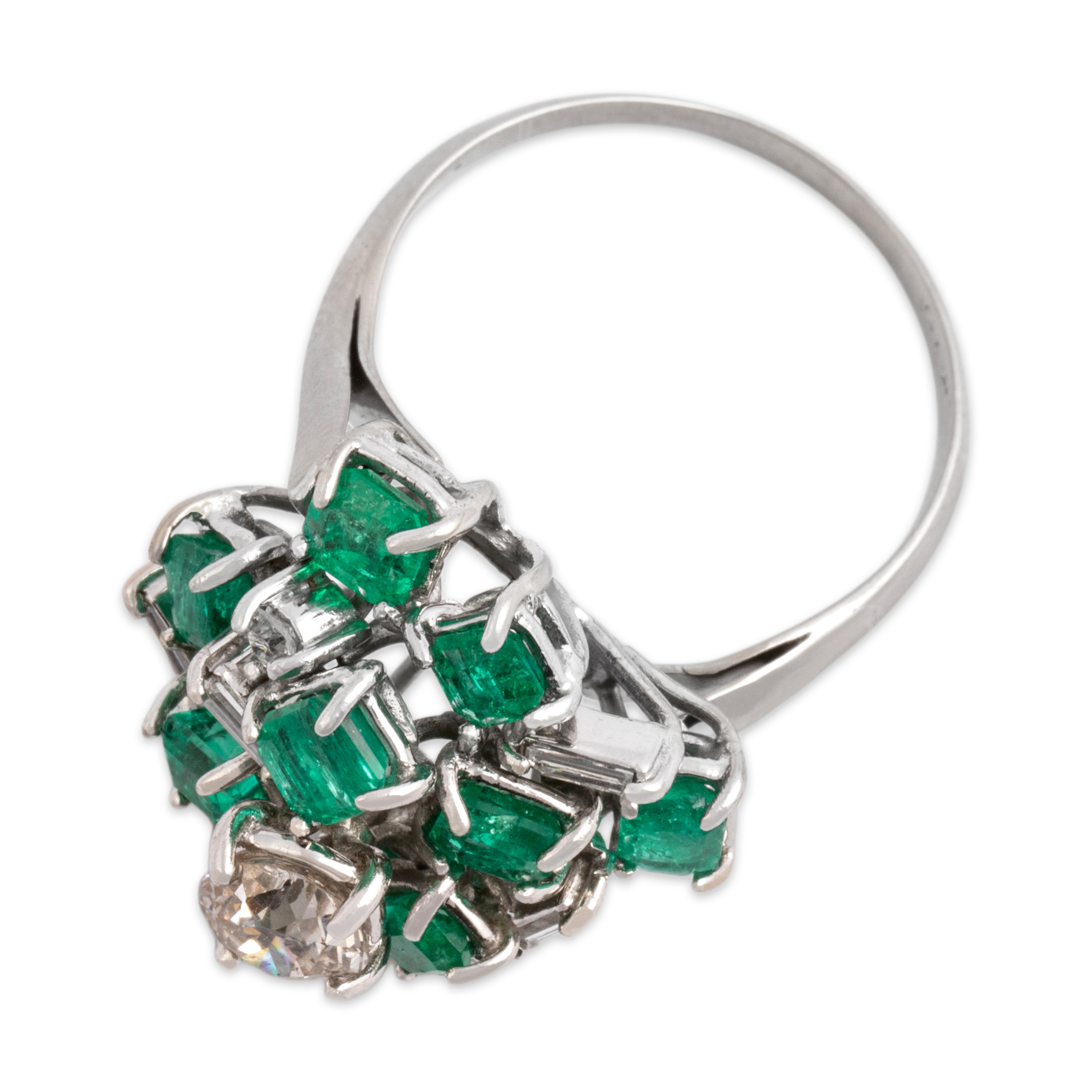 Vintage 18k White Gold [Custom Carat] Fabulous Bright Tower Cocktail Ring - Overall view